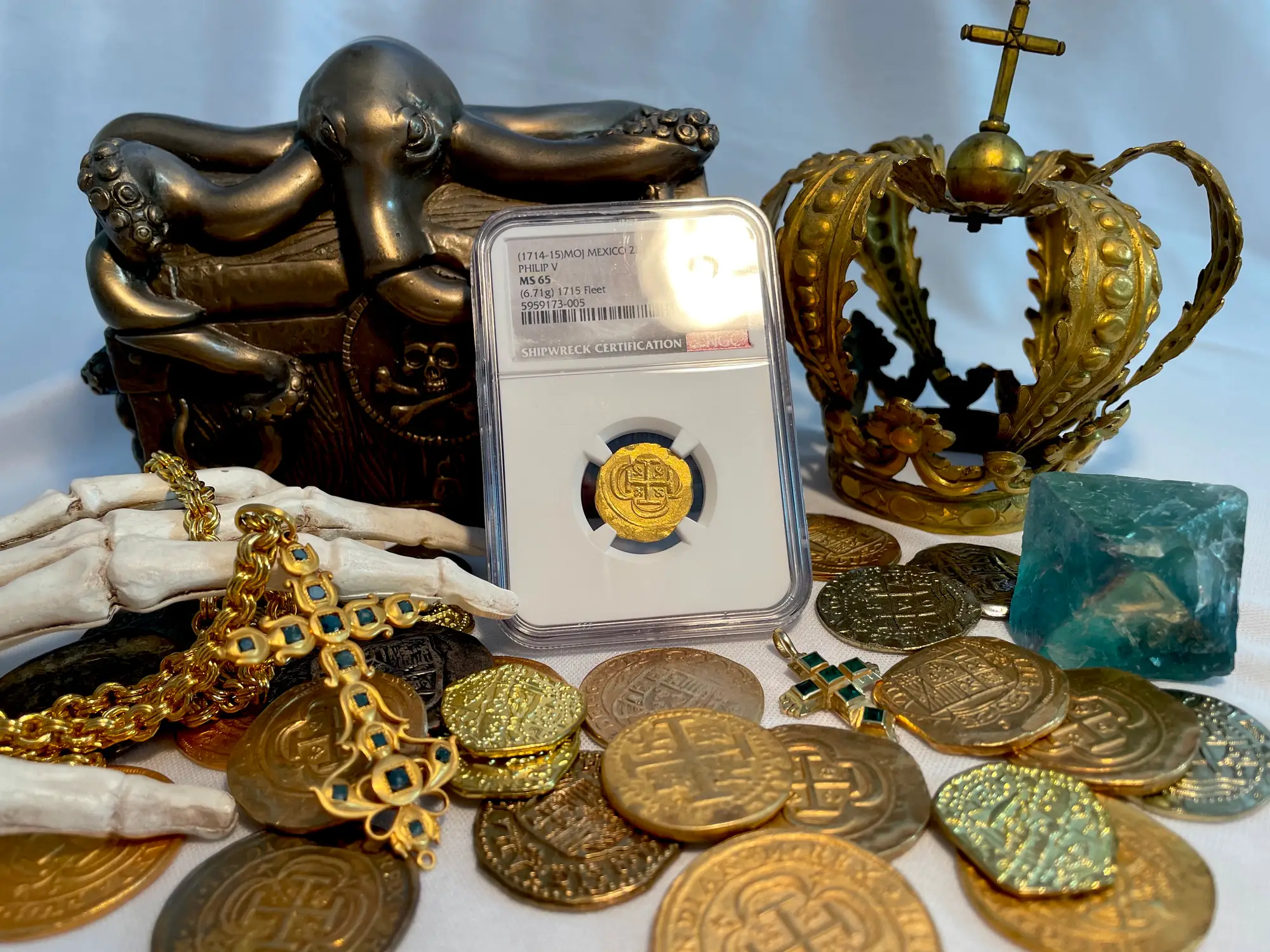 Mexico 2 Escudos 1714-15 "From 1715 Fleet Shipwreck" NGC 65 9