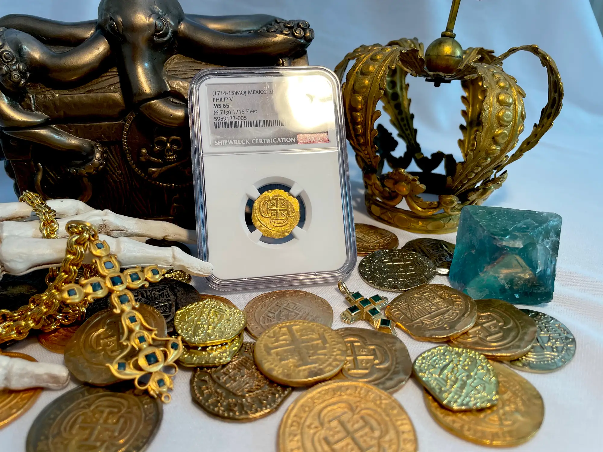 Mexico 2 Escudos 1714-15 "From 1715 Fleet Shipwreck" NGC 65 11