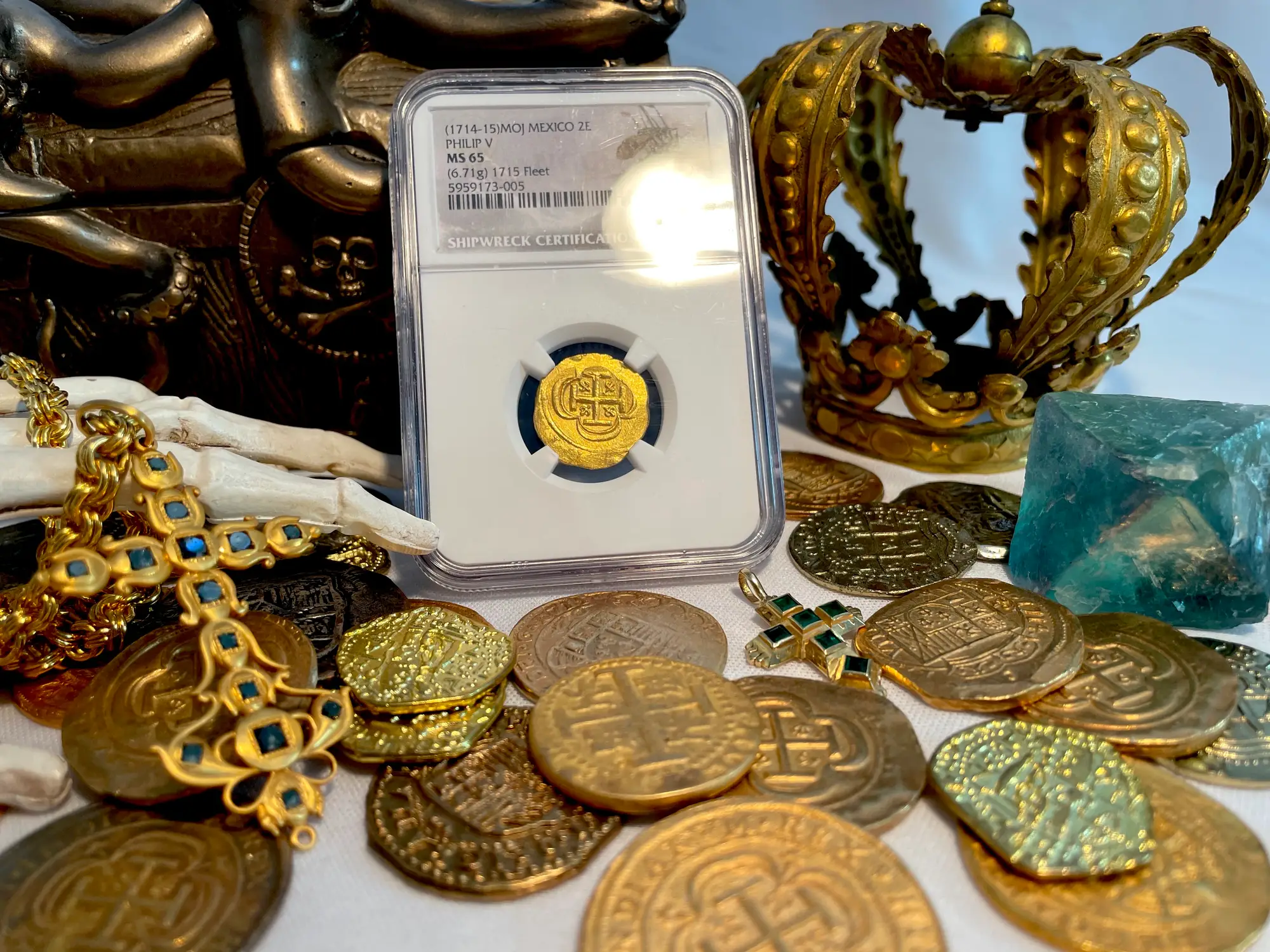 Mexico 2 Escudos 1714-15 "From 1715 Fleet Shipwreck" NGC 65 12