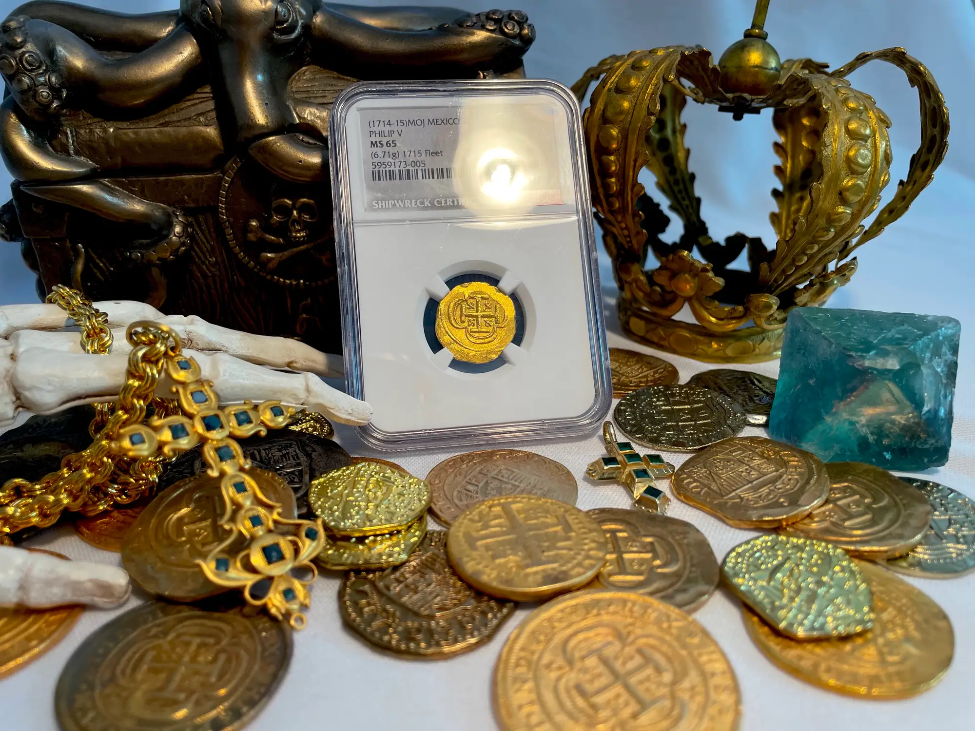 Mexico 2 Escudos 1714-15 "From 1715 Fleet Shipwreck" NGC 65 14