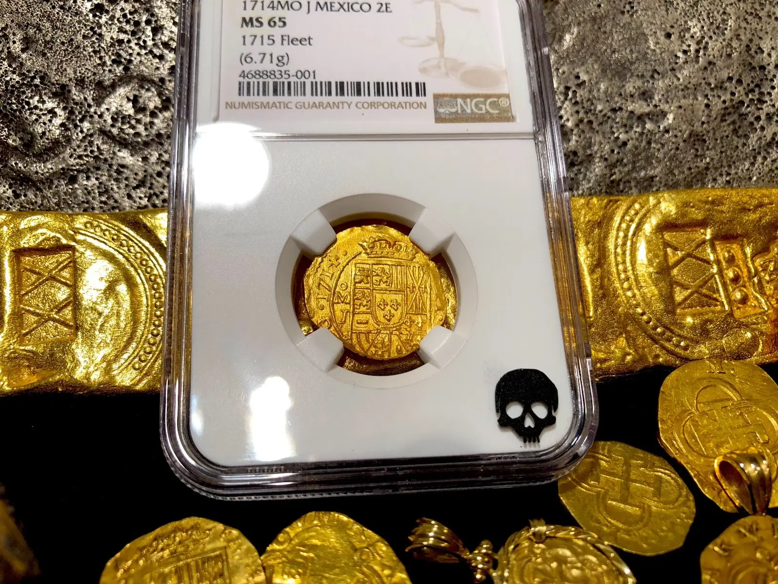 Mexico 2 Escudos 1714 "1715 Fleet Shipwreck" NGC 65  3