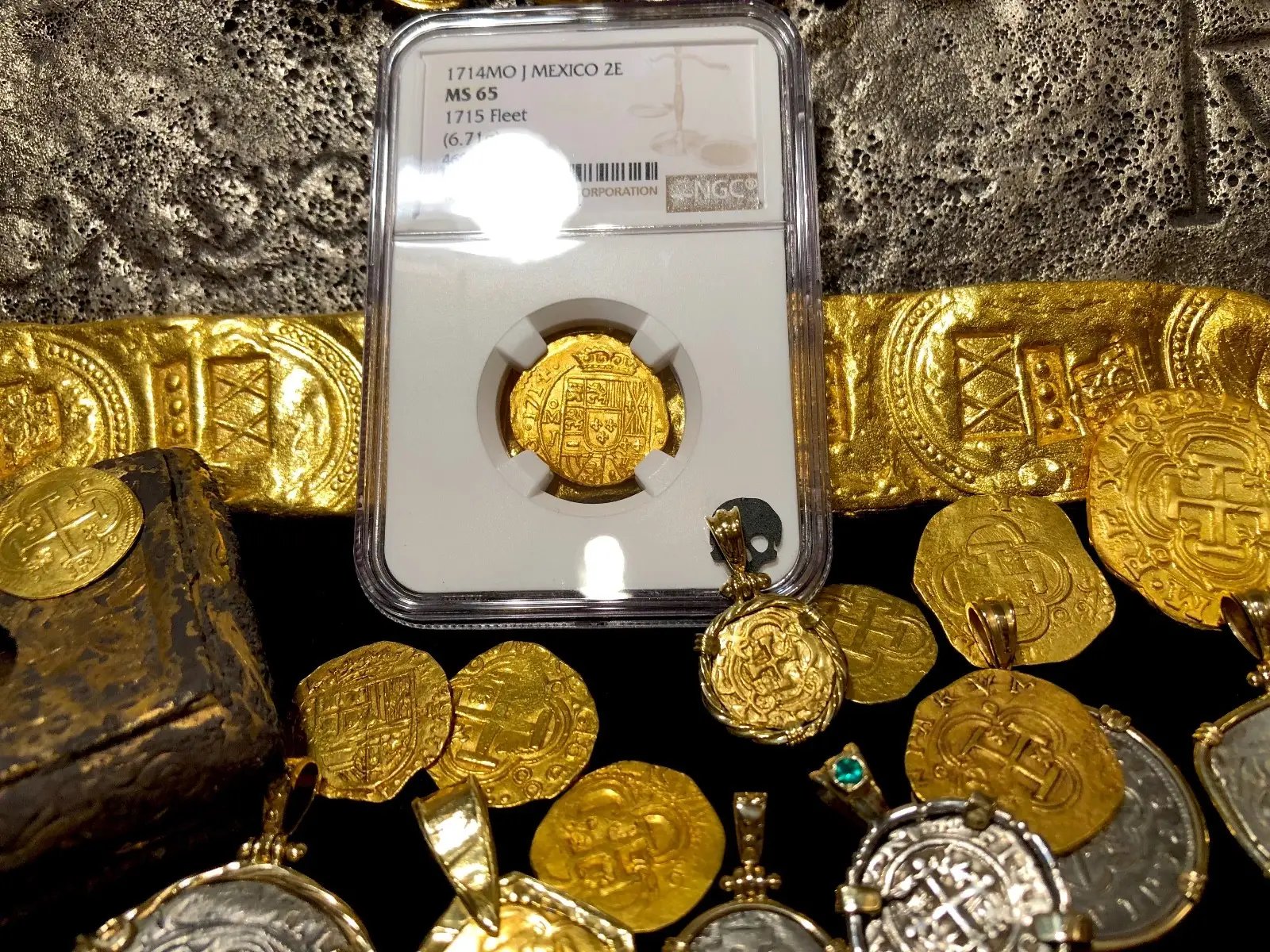 Mexico 2 Escudos 1714 "1715 Fleet Shipwreck" NGC 65  4