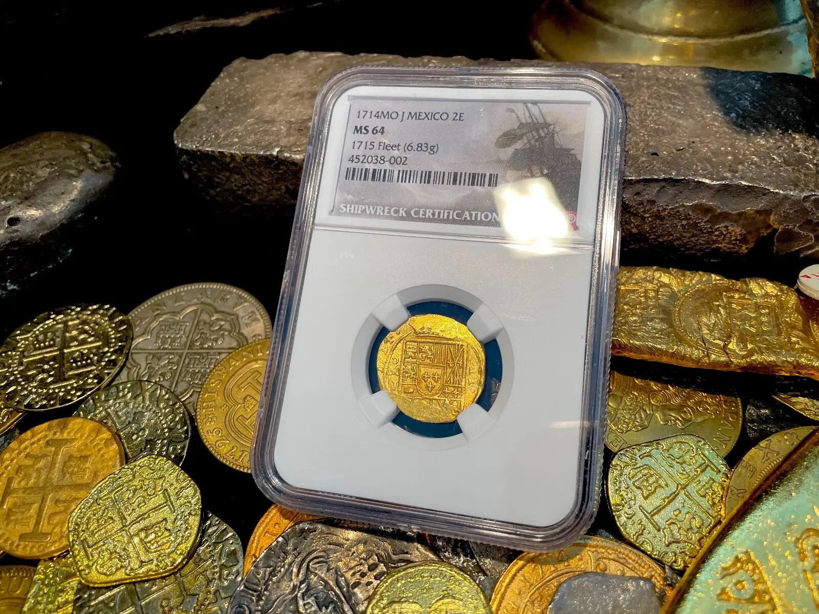 Mexico 2 Escudos 1714 "1715 Fleet Shipwreck" NGC 64  7