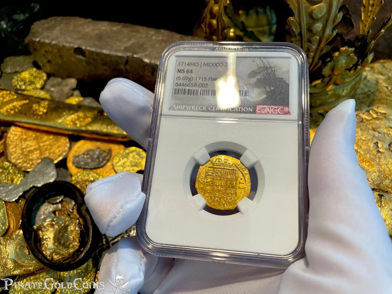 Mexico 2 Escudos 1714 "1715 Fleet Shipwreck" NGC 64  7