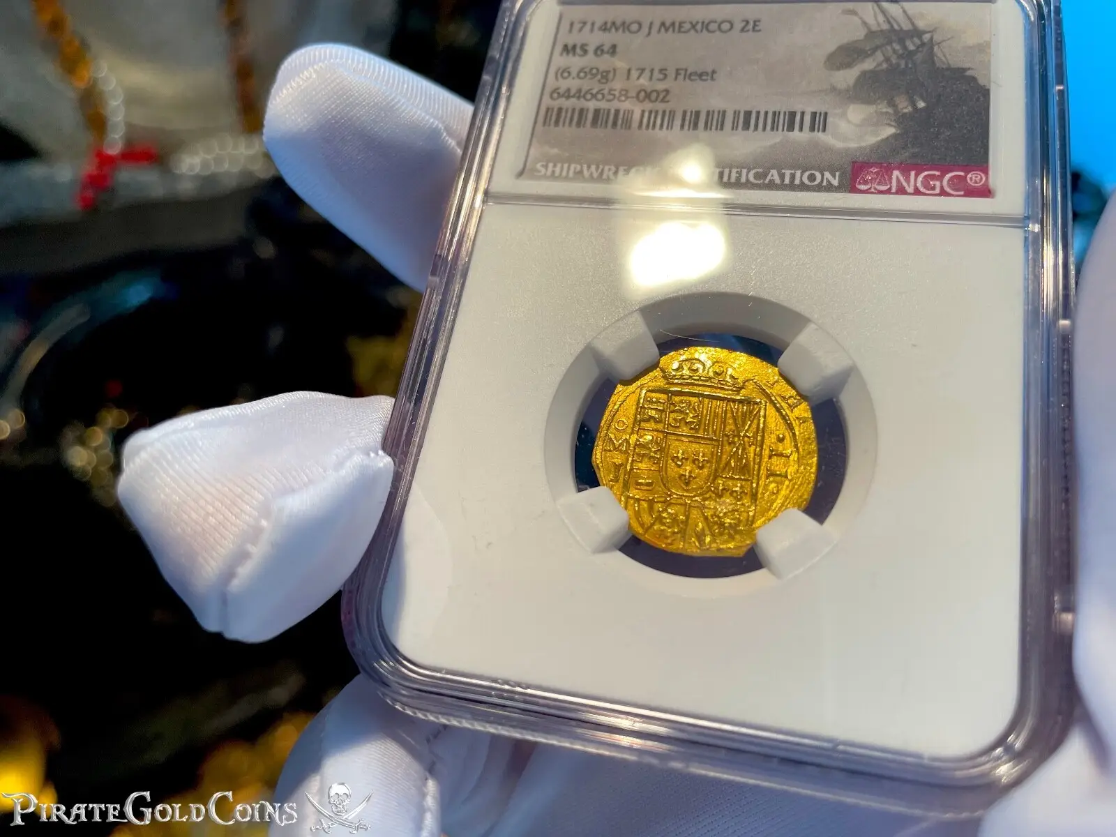 Mexico 2 Escudos 1714 "1715 Fleet Shipwreck" NGC 64 