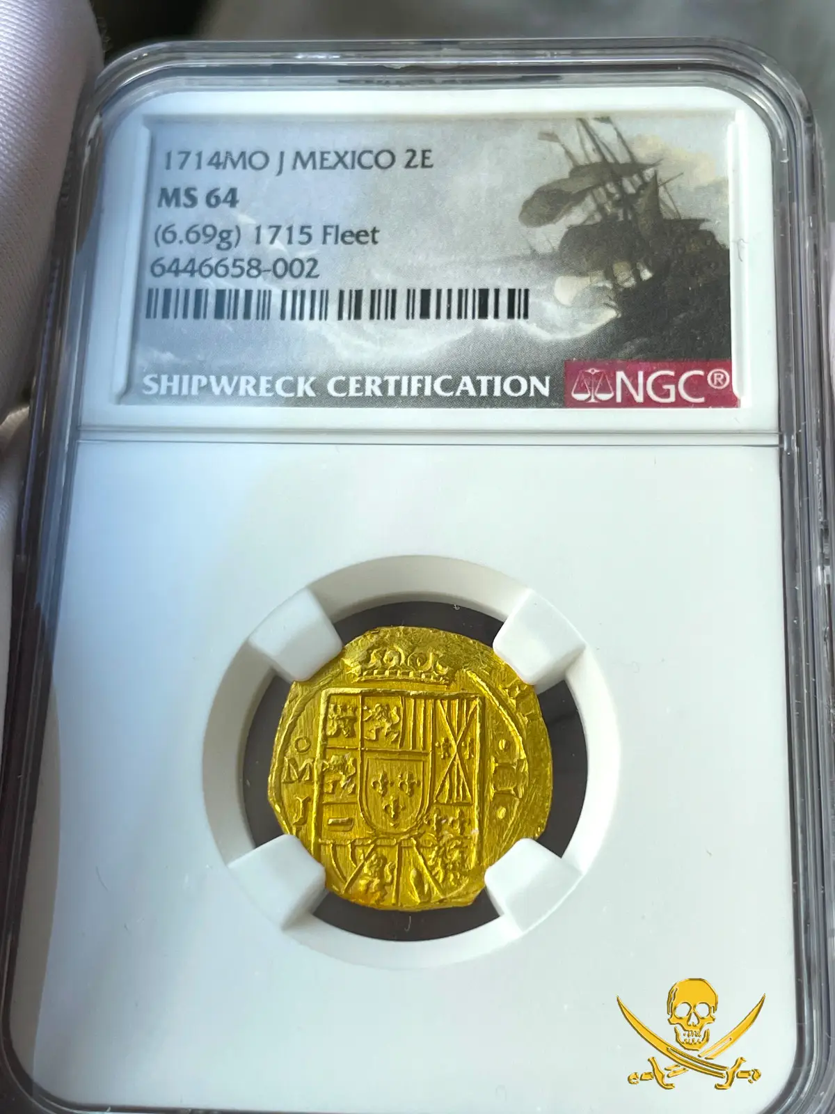 Mexico 2 Escudos 1714 "1715 Fleet Shipwreck" NGC 64  2