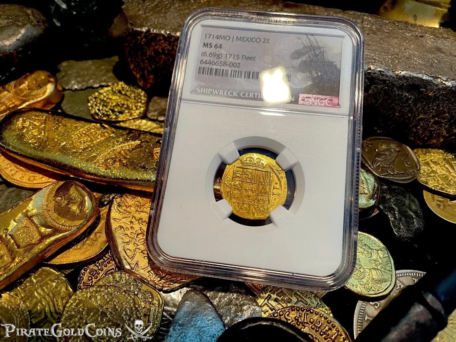 Mexico 2 Escudos 1714 "1715 Fleet Shipwreck" NGC 64  8