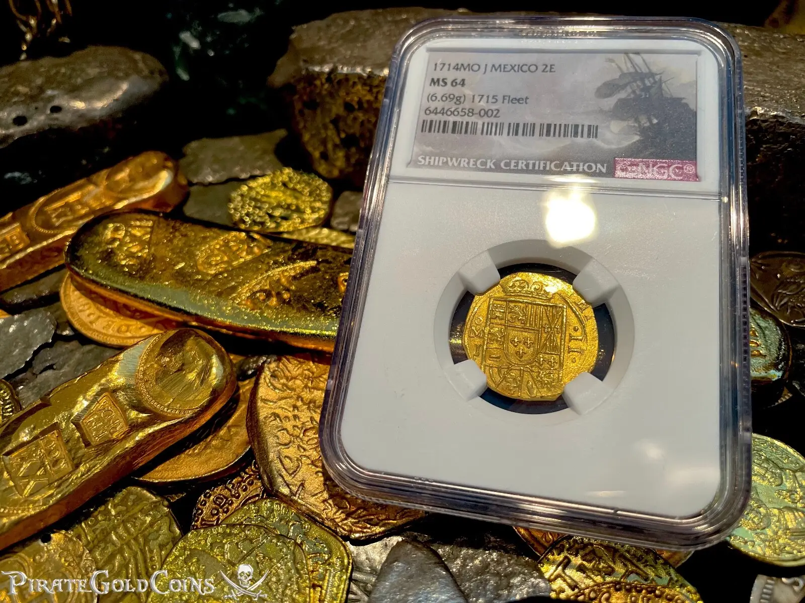 Mexico 2 Escudos 1714 "1715 Fleet Shipwreck" NGC 64  9