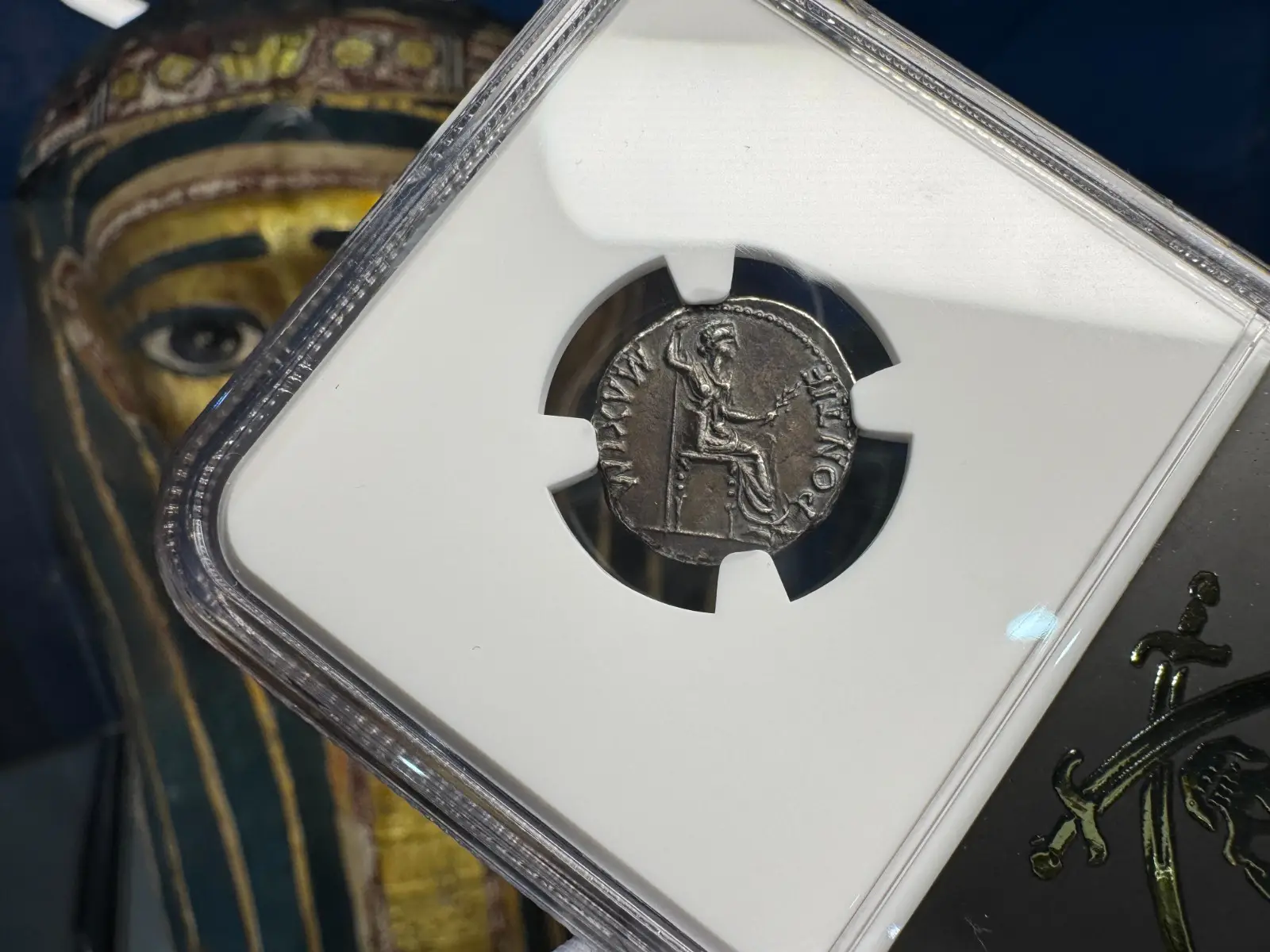 Roman Empire "Tiberius- Jesus Tribute Penny" Denarius 14AD NGC AU! 9