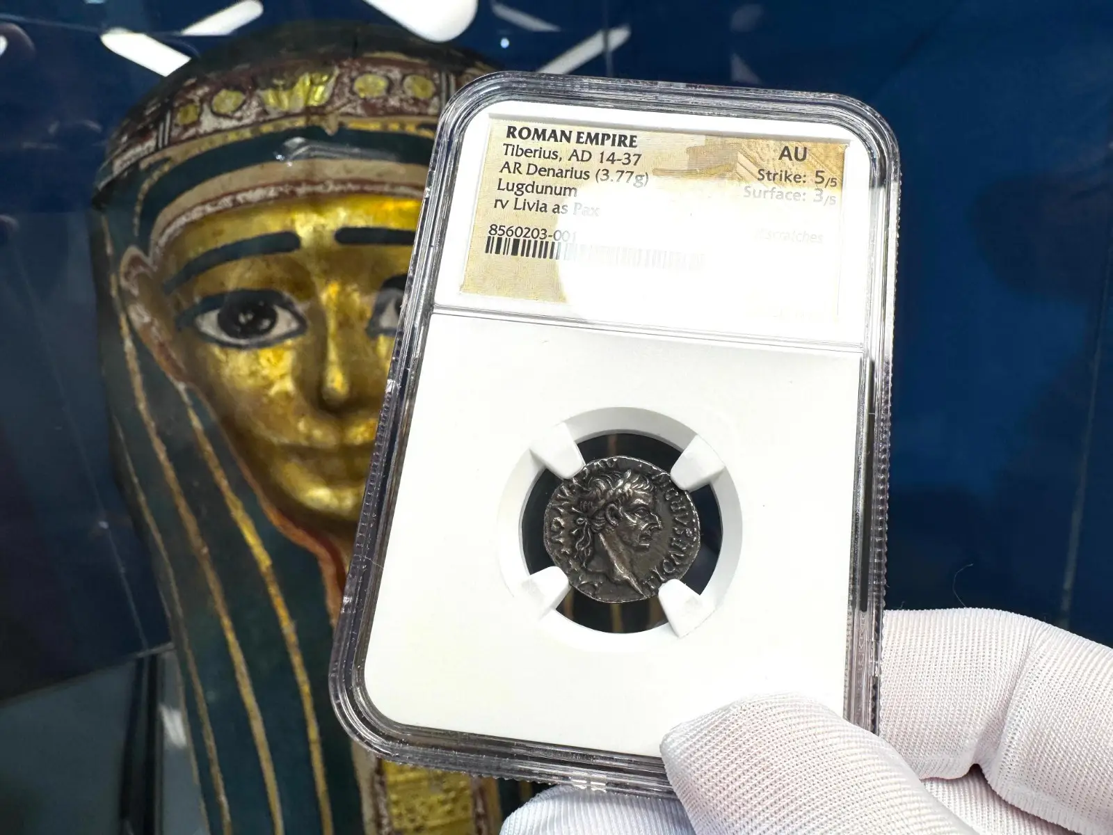 Roman Empire "Tiberius- Jesus Tribute Penny" Denarius 14AD NGC AU! 6