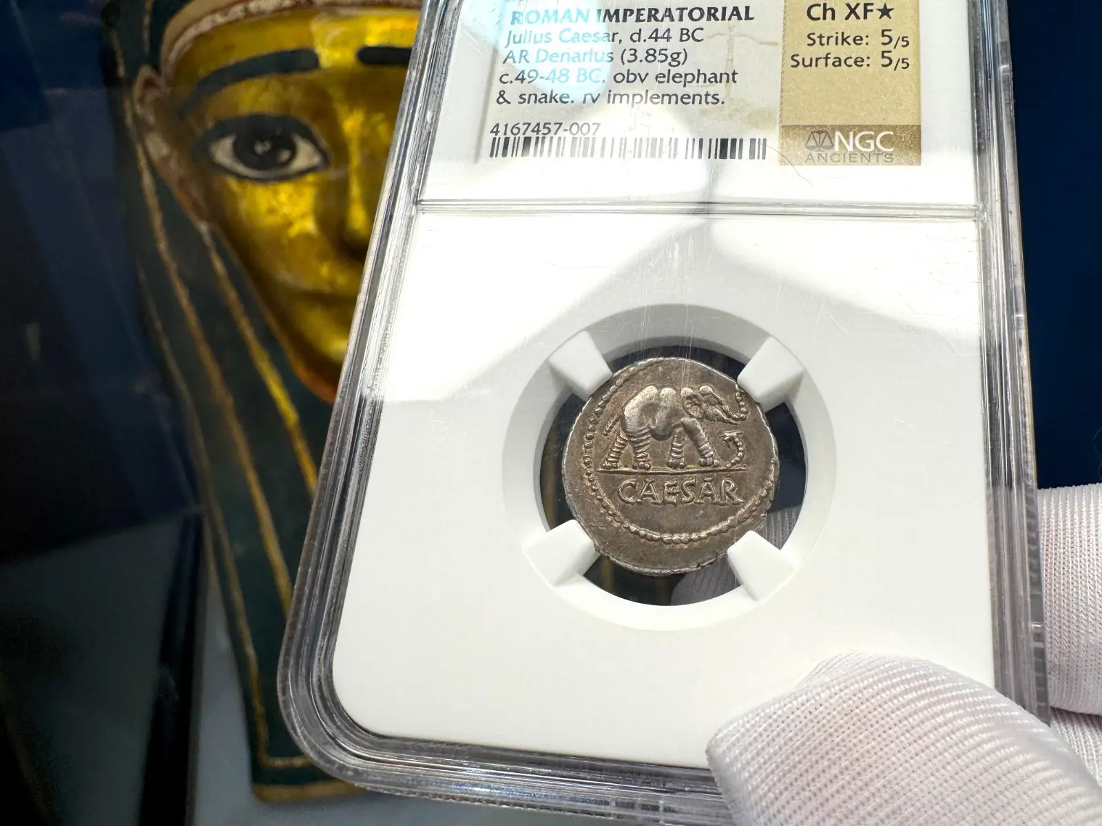 Roman Imperatorial "Julius Caesar - Elephant" NGC Ch XF★ 5X5 3