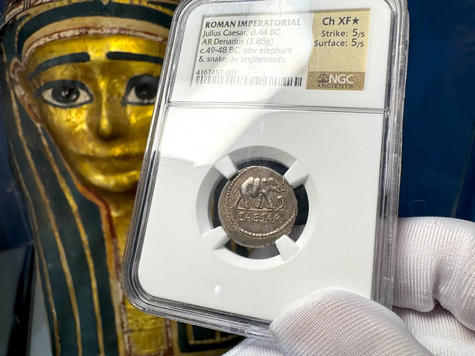 Roman Imperatorial "Julius Caesar - Elephant" NGC Ch XF★ 5X5 11