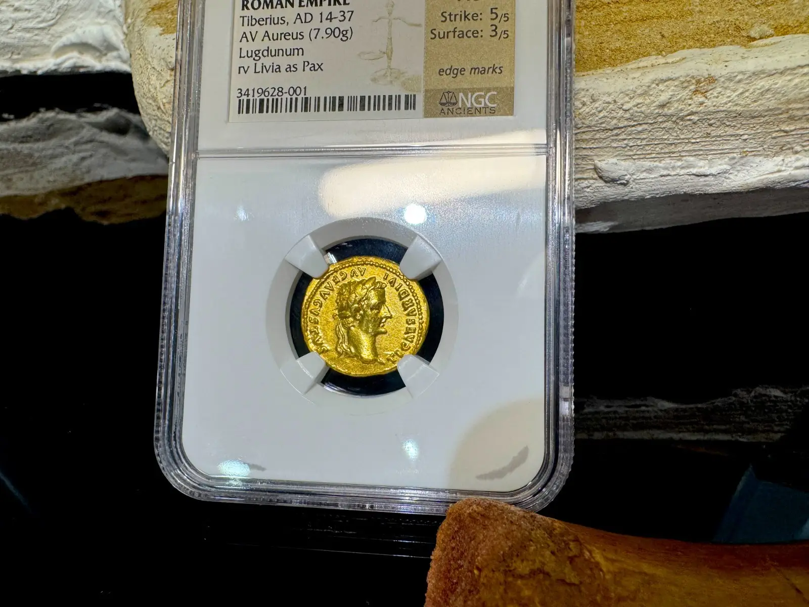 Roman Empire "Tiberius- 3rd of 12 Caesars" 14AD Aureus NGC AU 14