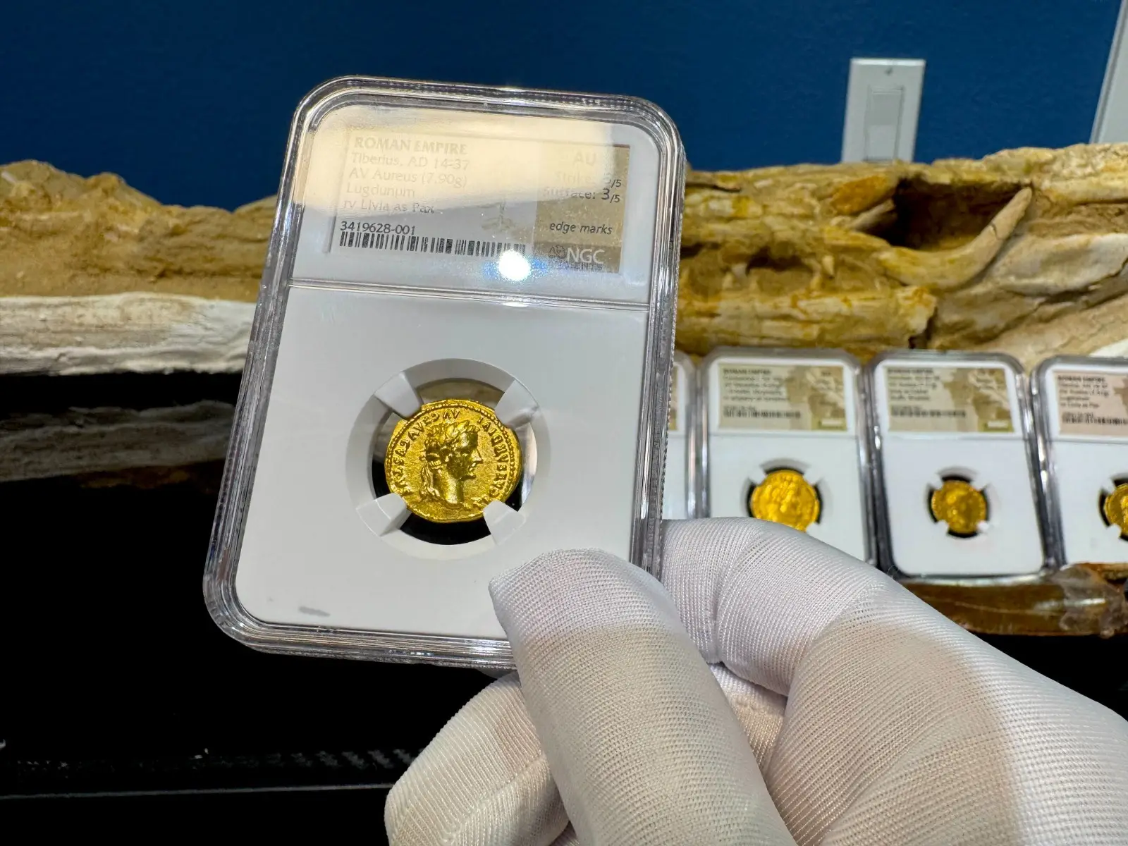 Roman Empire "Tiberius- 3rd of 12 Caesars" 14AD Aureus NGC AU 9
