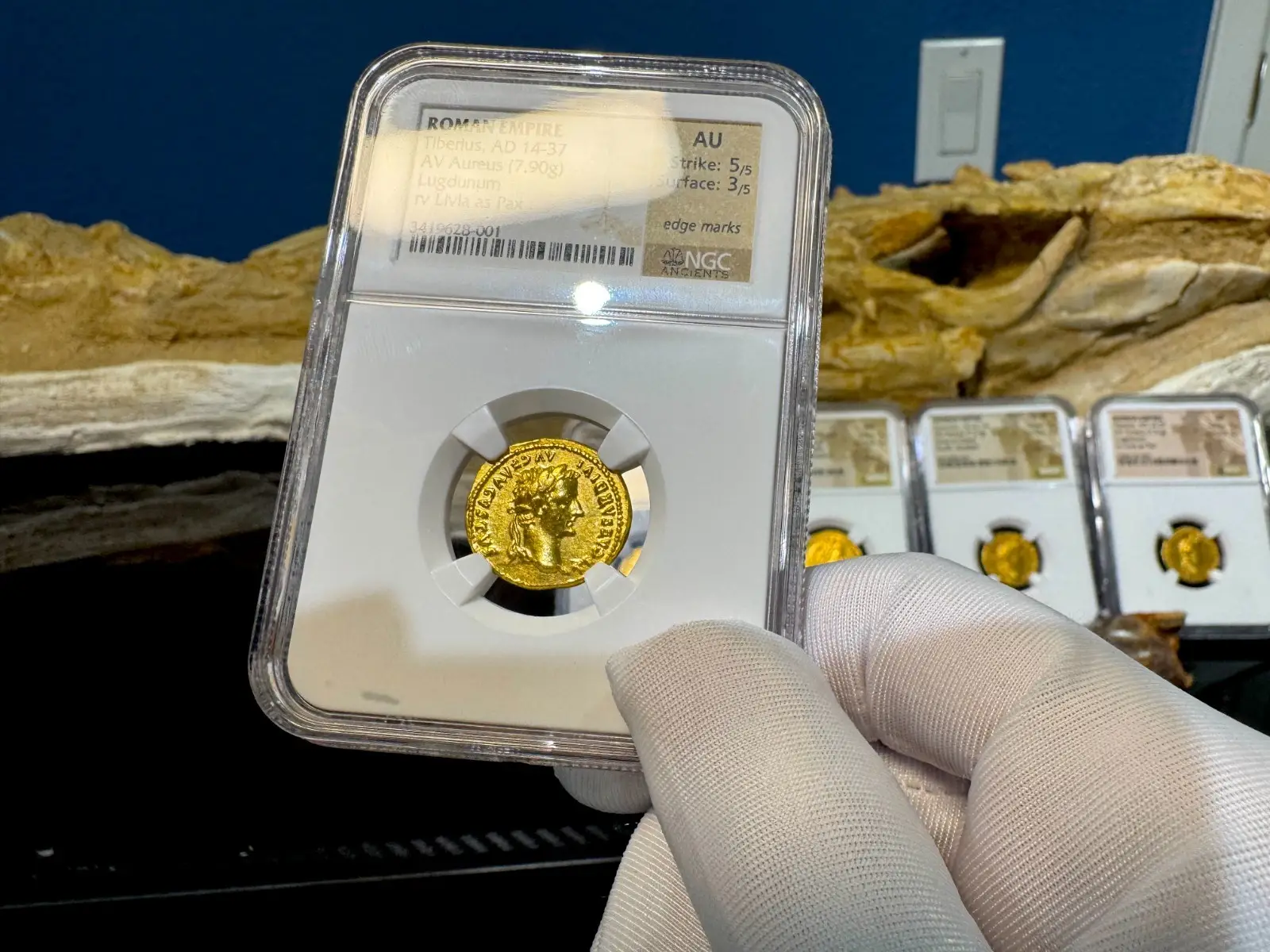 Roman Empire "Tiberius- 3rd of 12 Caesars" 14AD Aureus NGC AU 8