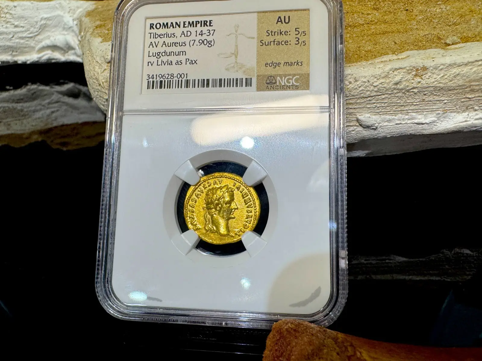 Roman Empire "Tiberius- 3rd of 12 Caesars" 14AD Aureus NGC AU 21