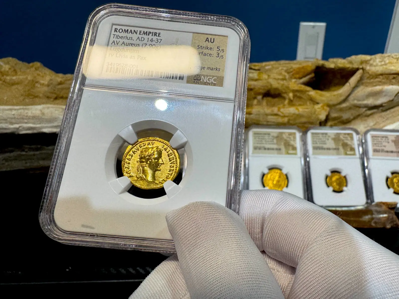 Roman Empire "Tiberius- 3rd of 12 Caesars" 14AD Aureus NGC AU 7