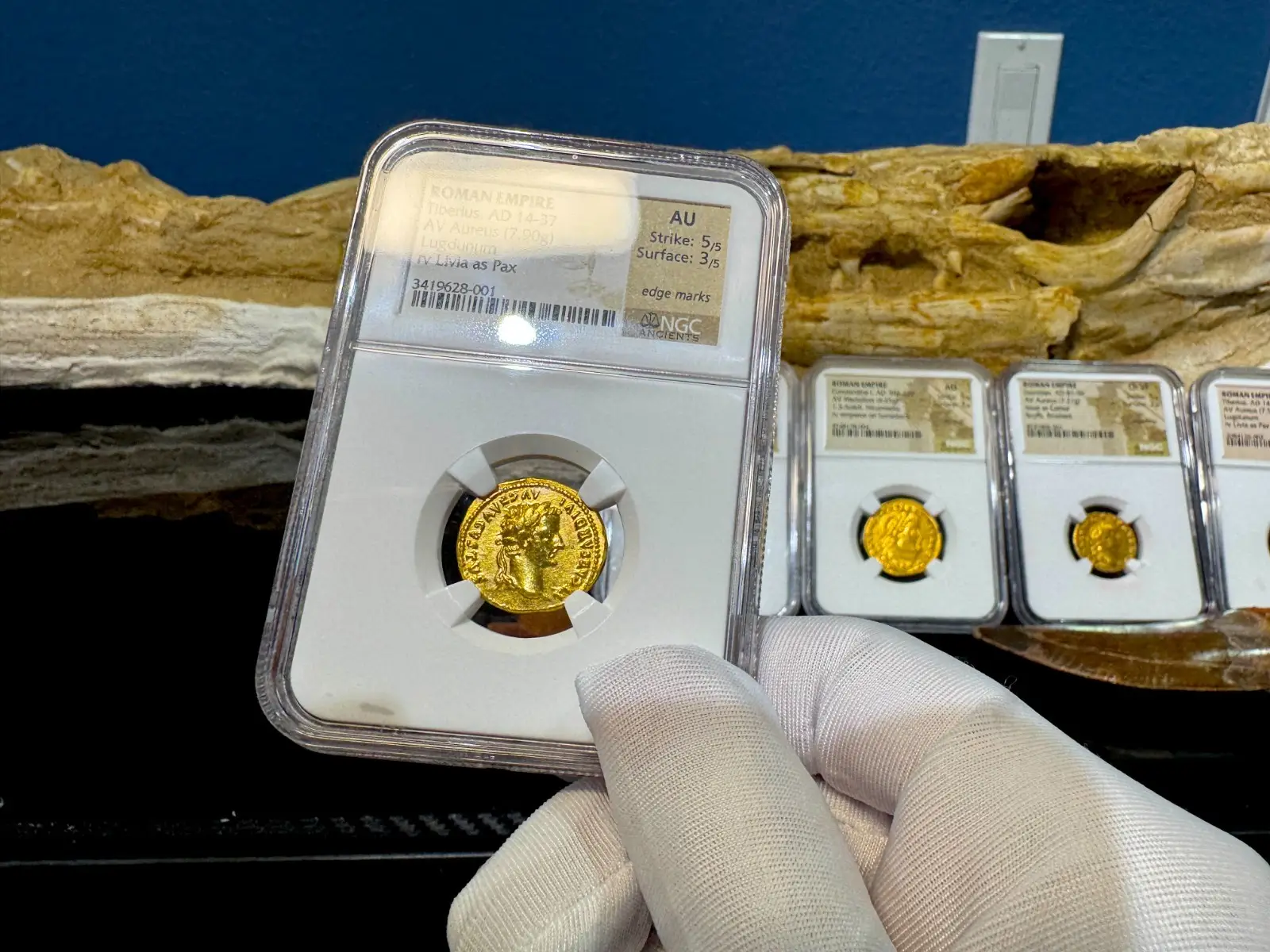 Roman Empire "Tiberius- 3rd of 12 Caesars" 14AD Aureus NGC AU 23