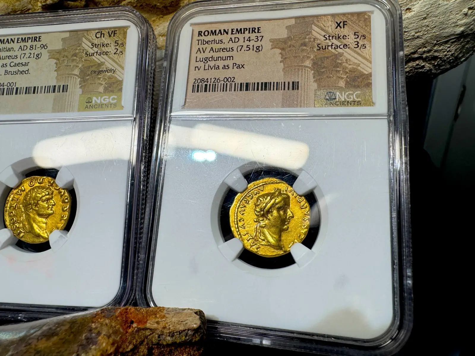 Roman Empire Tiberius "3rd of the 12 Caesars" 14AD NGC XF 5x3 Straight Grade 13