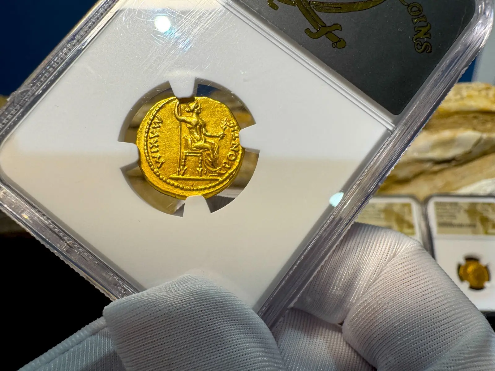 Roman Empire Tiberius "3rd of the 12 Caesars" 14AD NGC XF 5x3 Straight Grade 12