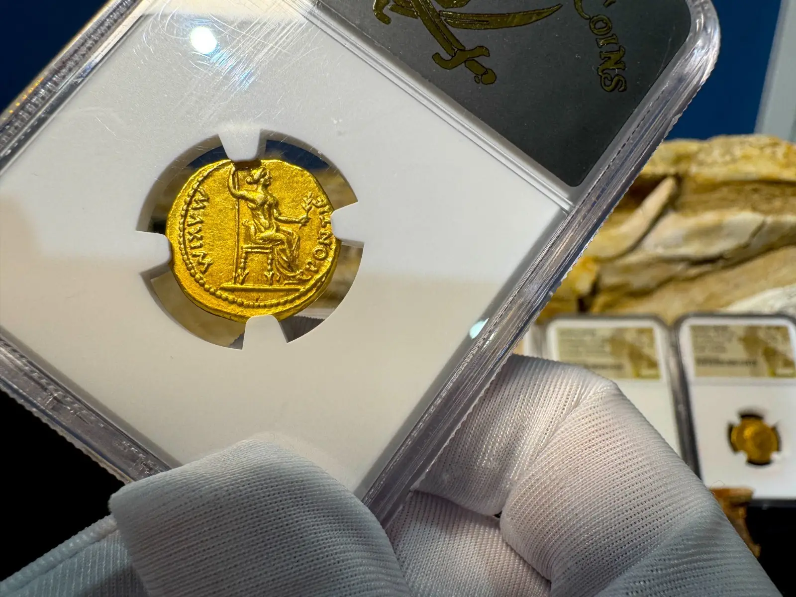 Roman Empire Tiberius "3rd of the 12 Caesars" 14AD NGC XF 5x3 Straight Grade 4