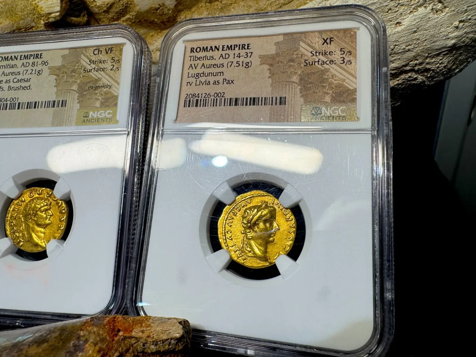 Roman Empire Tiberius "3rd of the 12 Caesars" 14AD NGC XF 5x3 Straight Grade 2