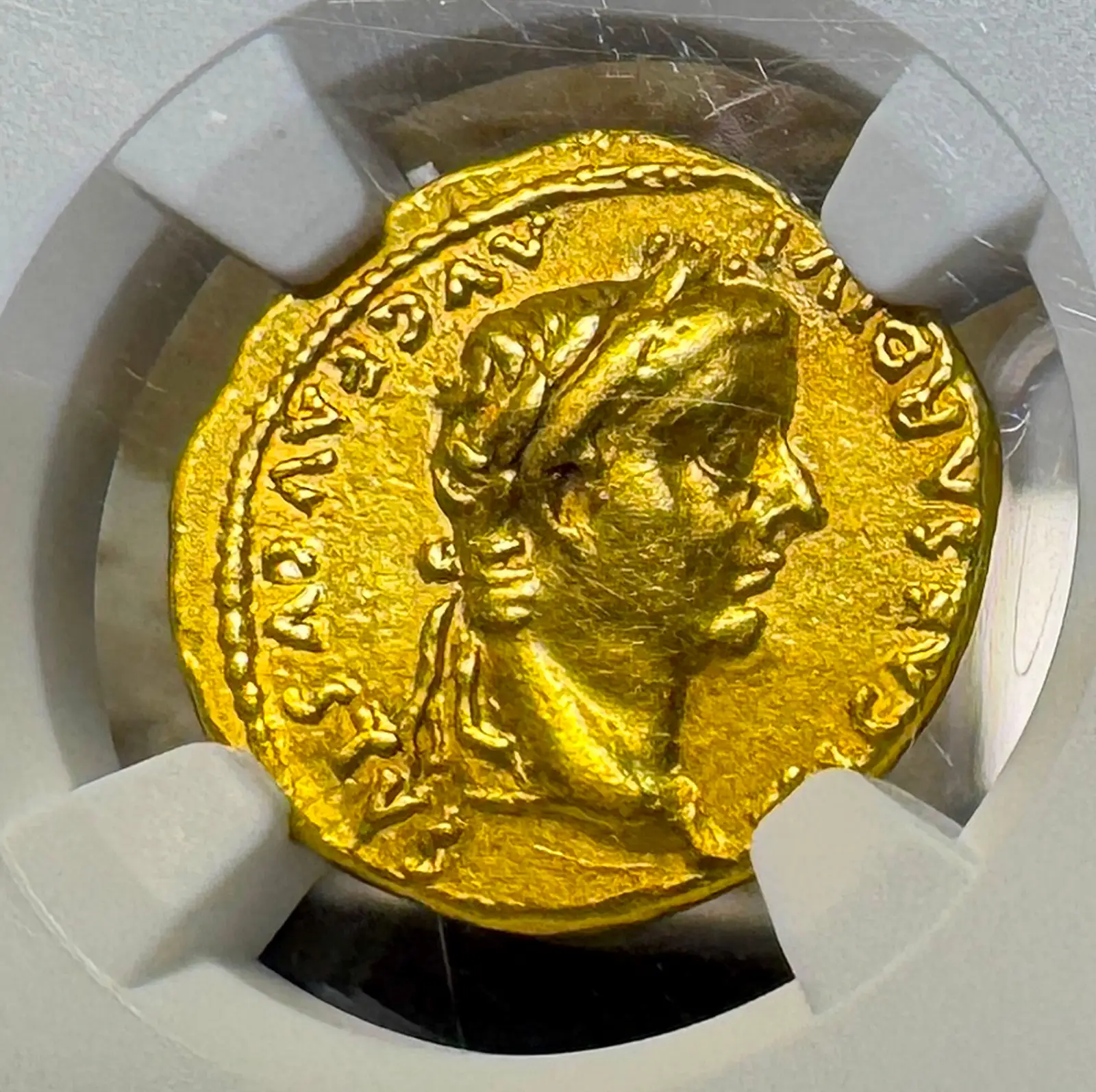 Roman Empire Tiberius "3rd of the 12 Caesars" 14AD NGC XF 5x3 Straight Grade