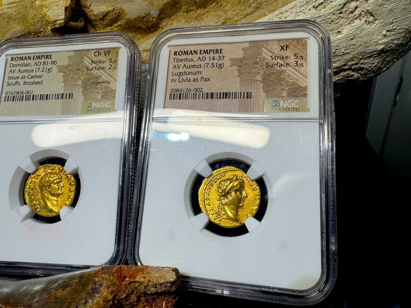 Roman Empire Tiberius "3rd of the 12 Caesars" 14AD NGC XF 5x3 Straight Grade 21