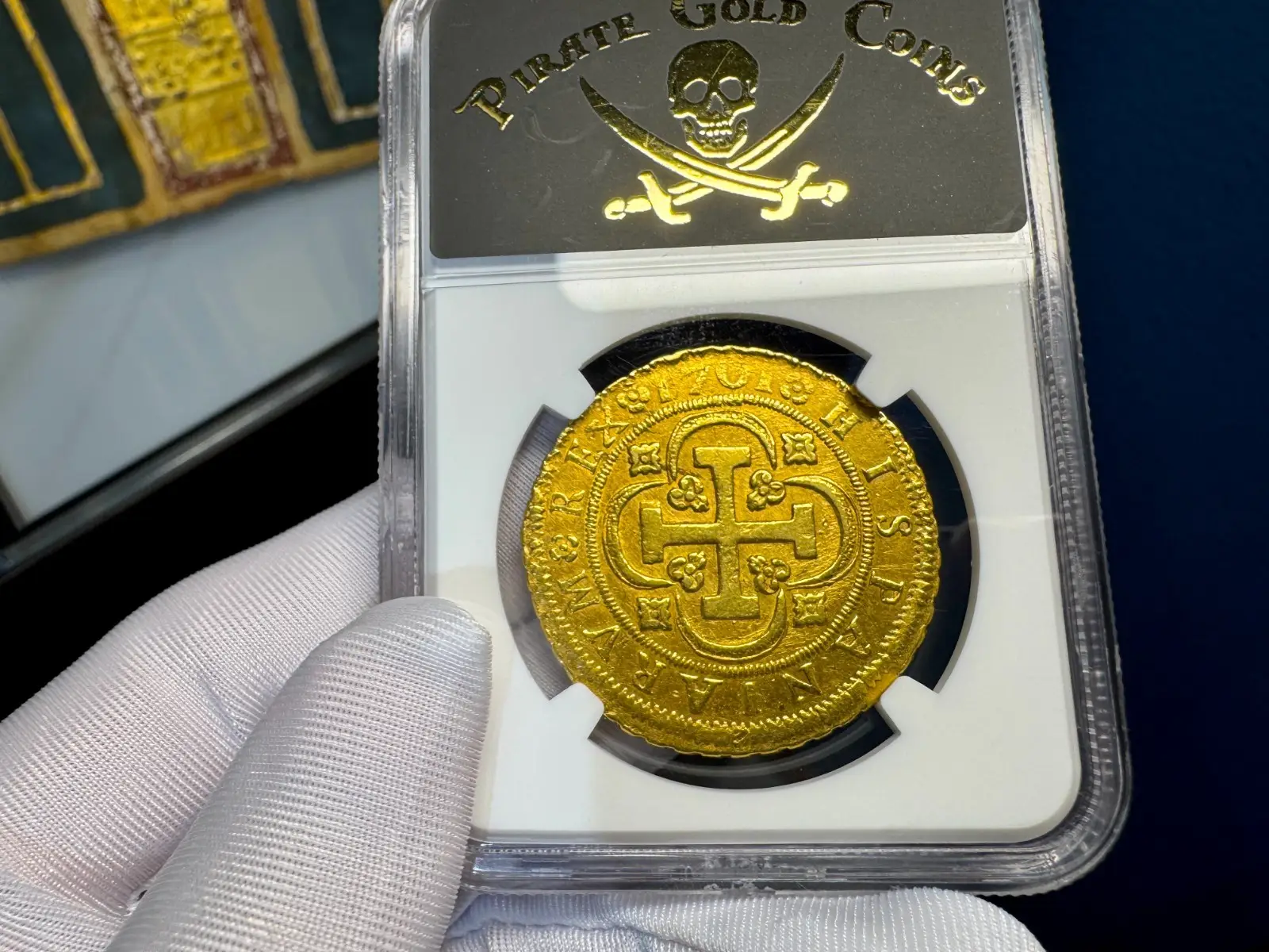 Spain 8 Escudos 1701 "Philip V" NGC AU 1st Year of Bourbon Dynasty 6