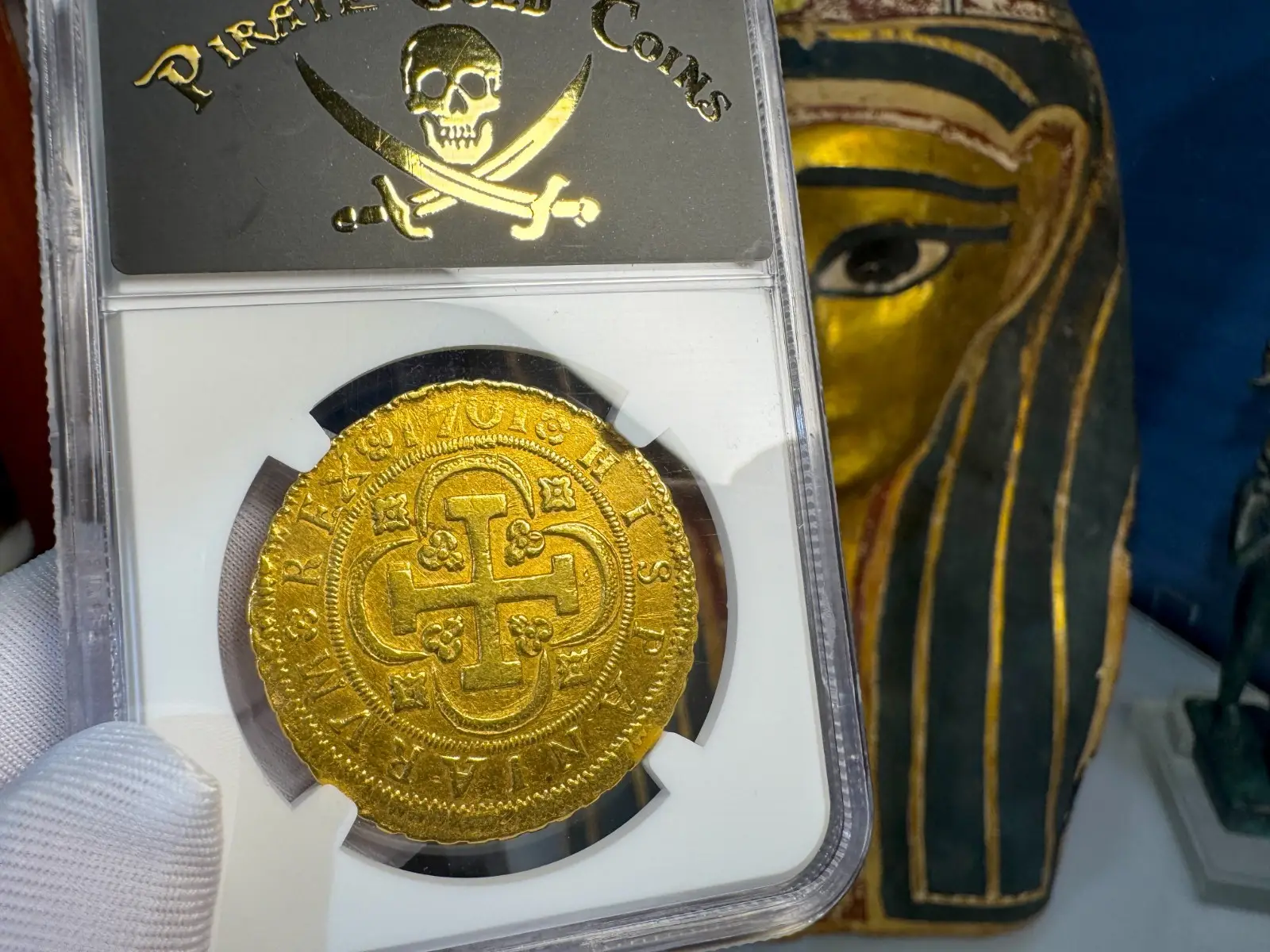 Spain 8 Escudos 1701 "Philip V" NGC AU 1st Year of Bourbon Dynasty 10