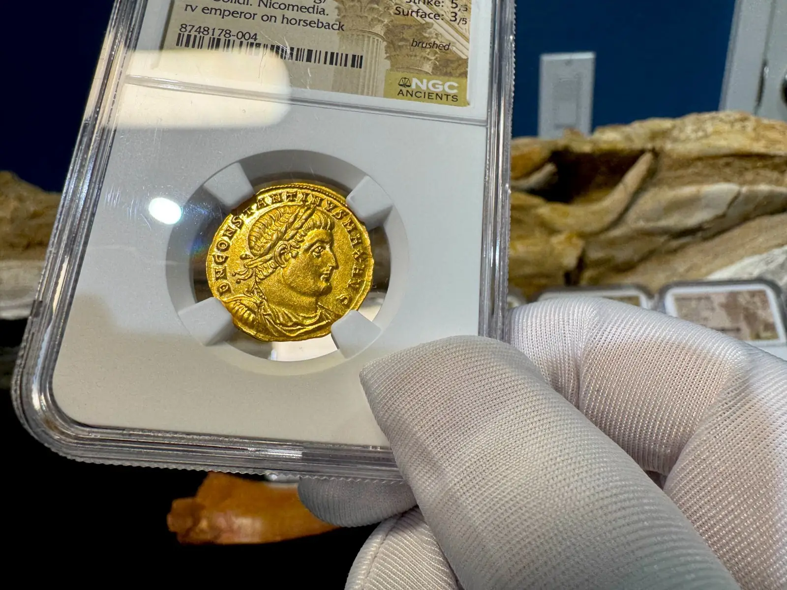 Roman Empire "Constantine I" 1.5 Solidi Medallion 337AD NGC AU 8