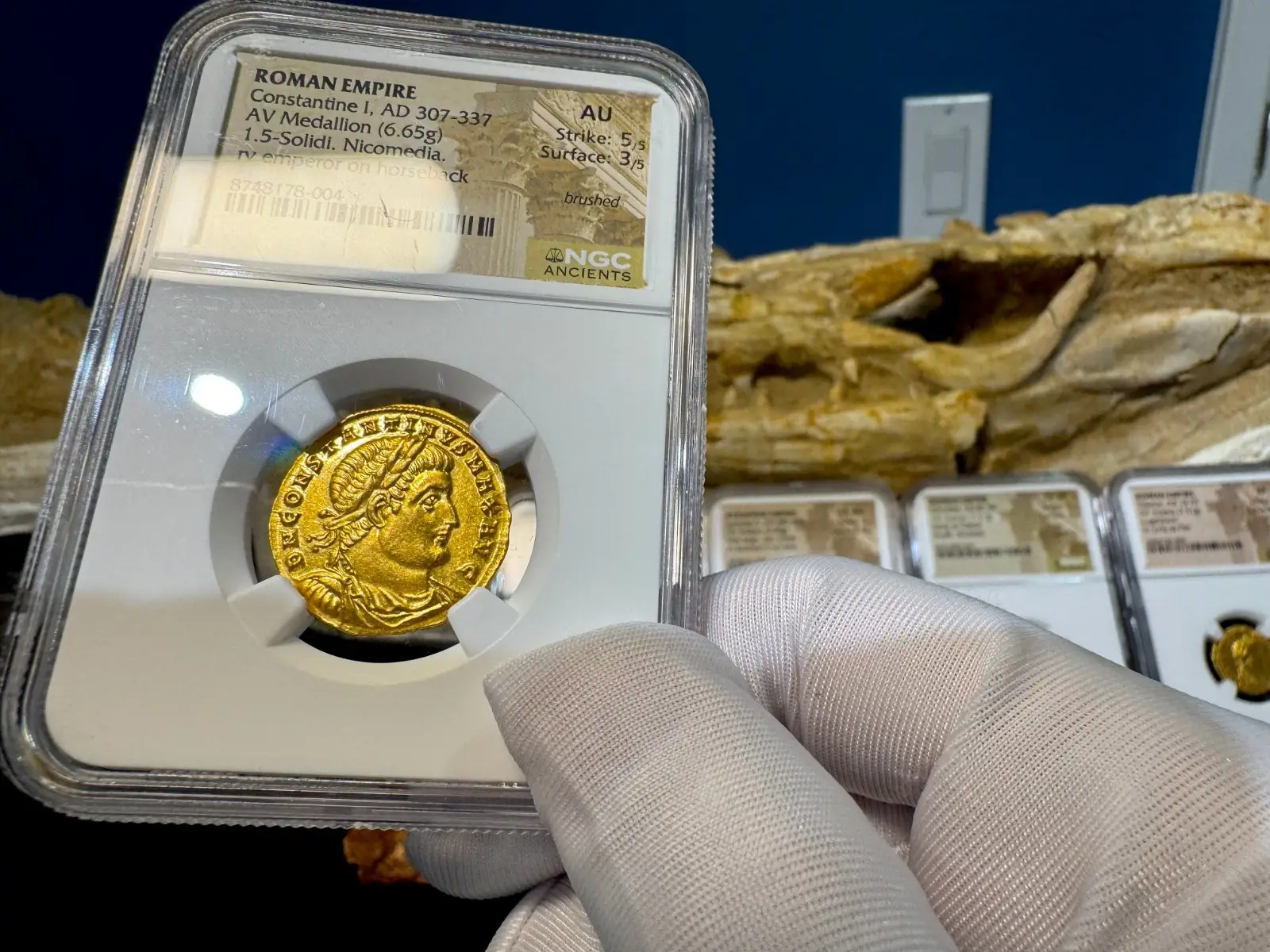 Roman Empire "Constantine I" 1.5 Solidi Medallion 337AD NGC AU 18
