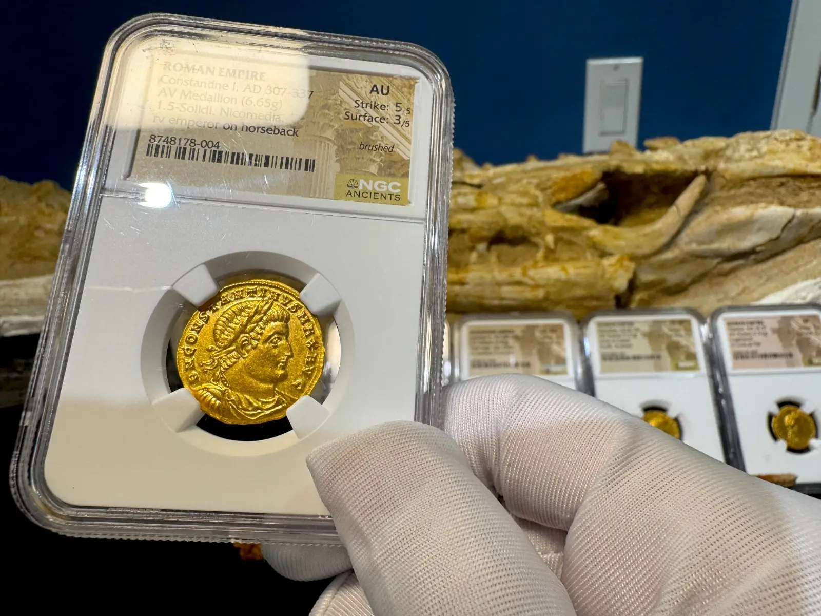Roman Empire "Constantine I" 1.5 Solidi Medallion 337AD NGC AU 13