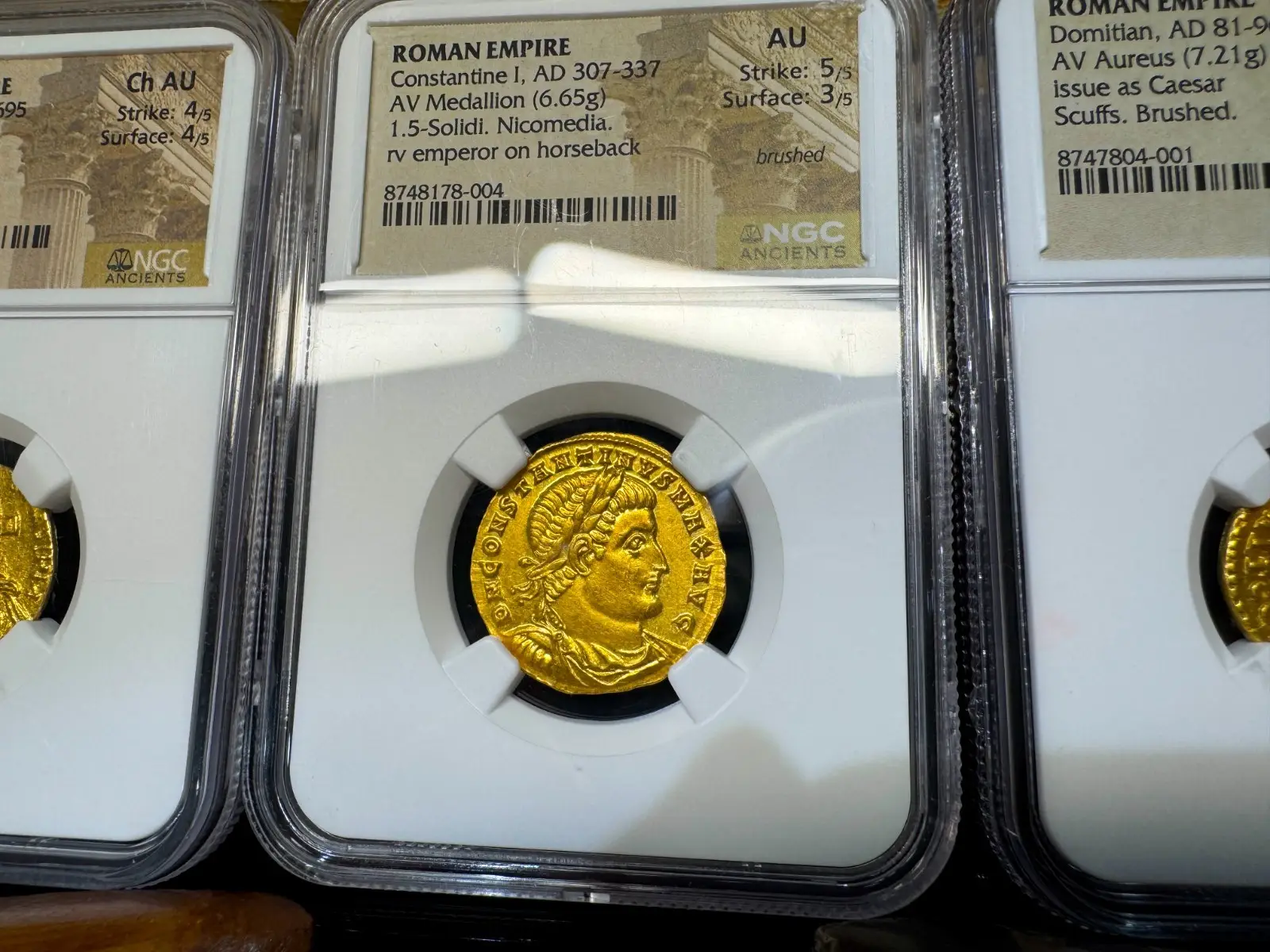 Roman Empire "Constantine I" 1.5 Solidi Medallion 337AD NGC AU 4