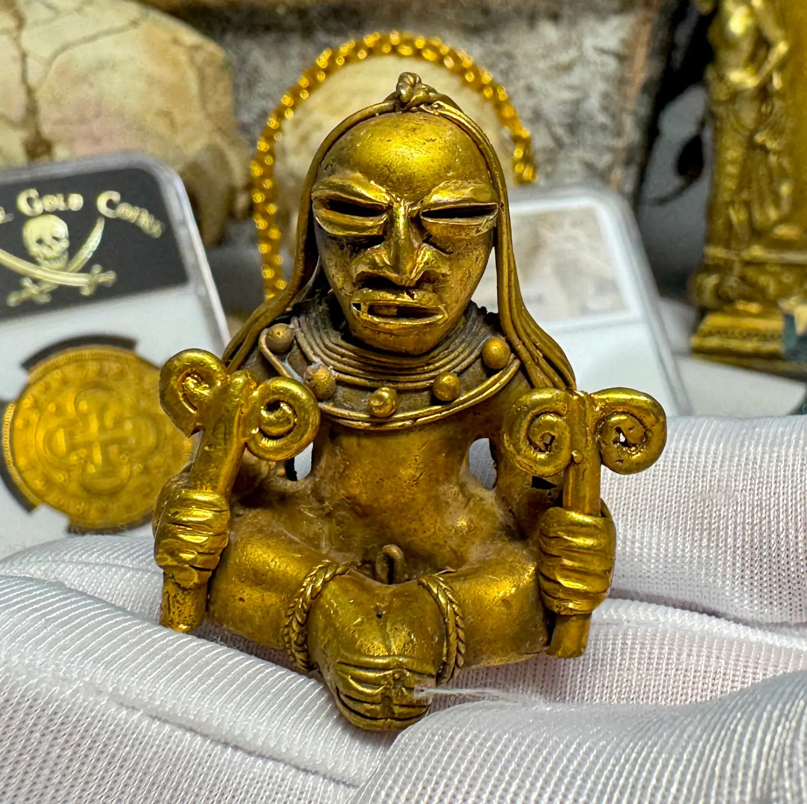 Tumbaga Pre-Colombian Seated Figure 1000-1500AD