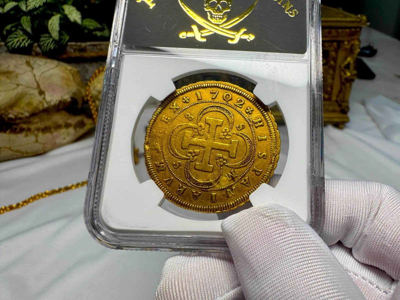 Spain 8 Escudos 1702 "6 Graded NGC- RARE" NGC VF 4