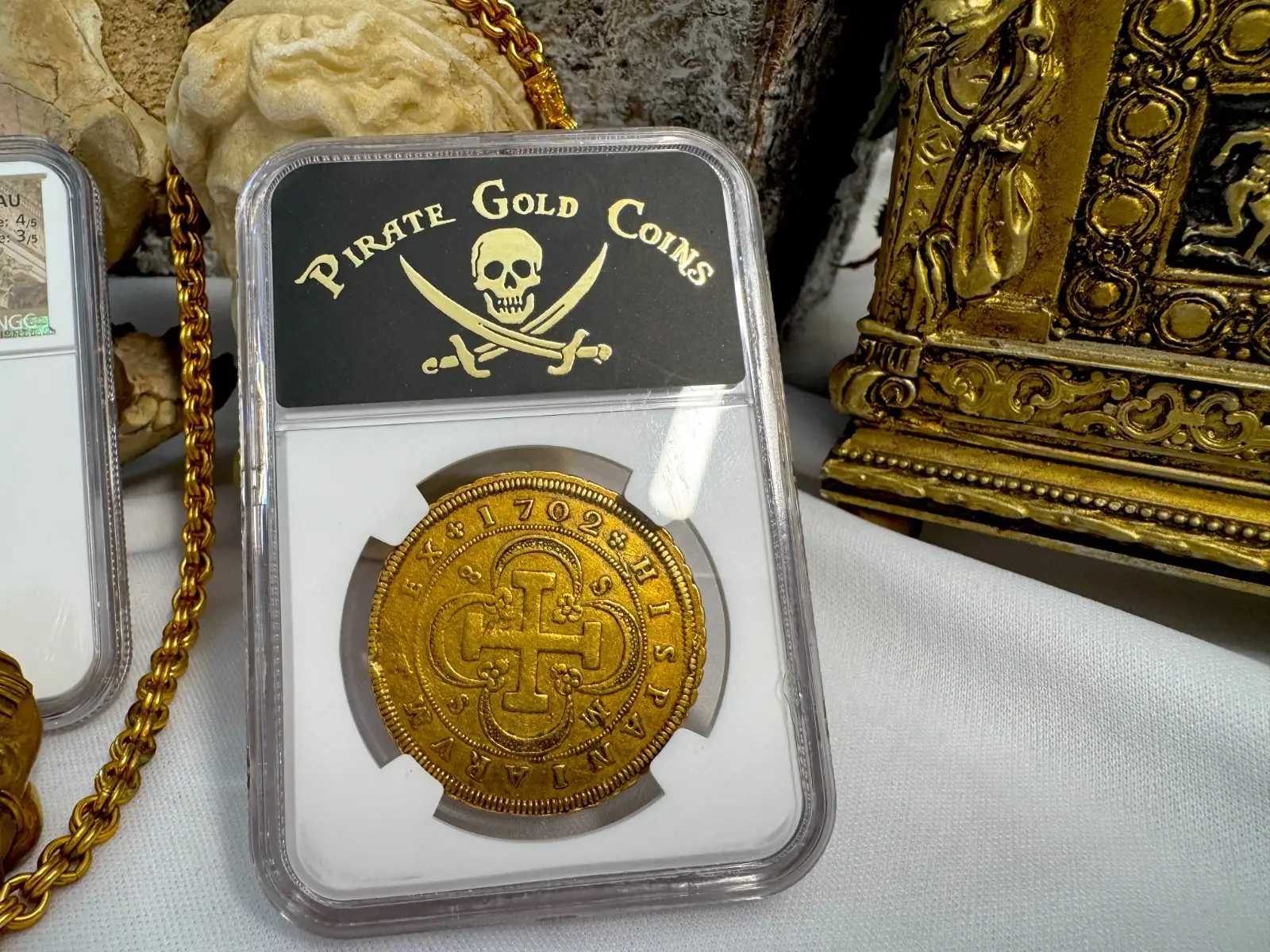 Spain 8 Escudos 1702 "6 Graded NGC- RARE" NGC VF 11