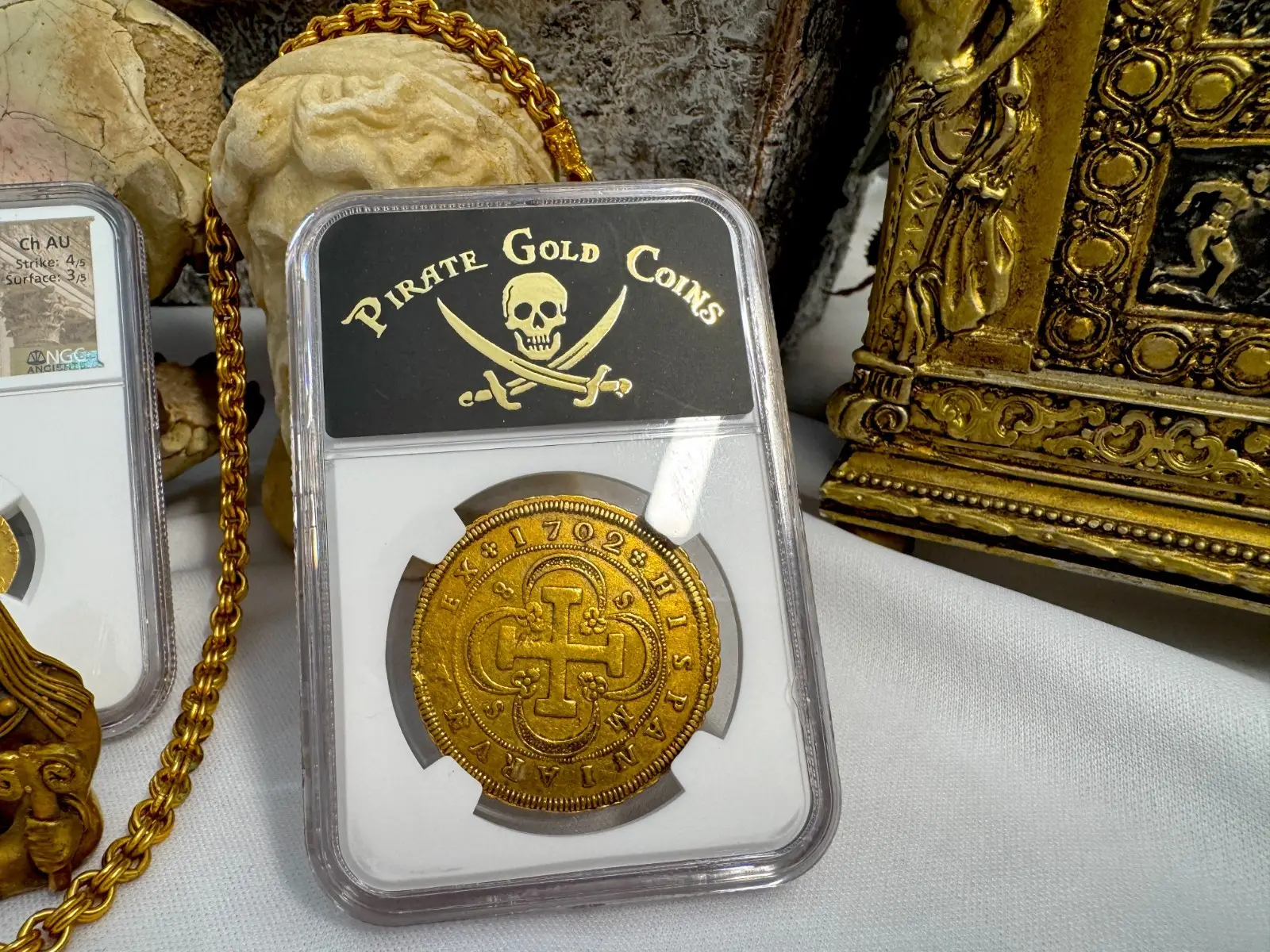 Spain 8 Escudos 1702 "6 Graded NGC- RARE" NGC VF 15