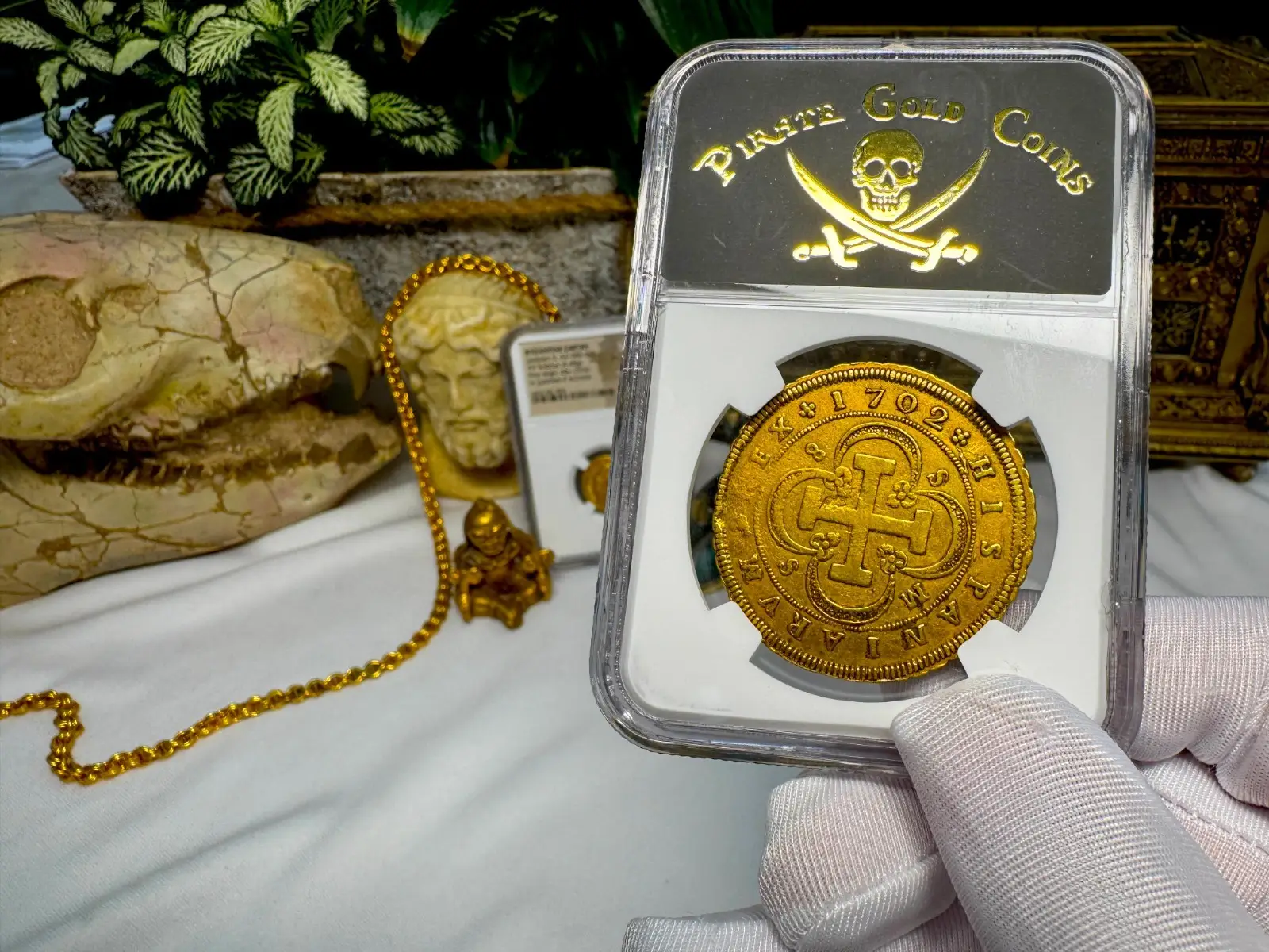 Spain 8 Escudos 1702 "6 Graded NGC- RARE" NGC VF 3