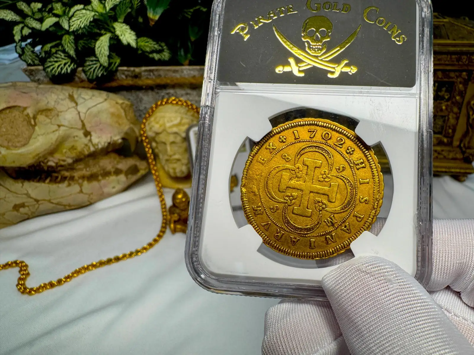 Spain 8 Escudos 1702 "6 Graded NGC- RARE" NGC VF 19