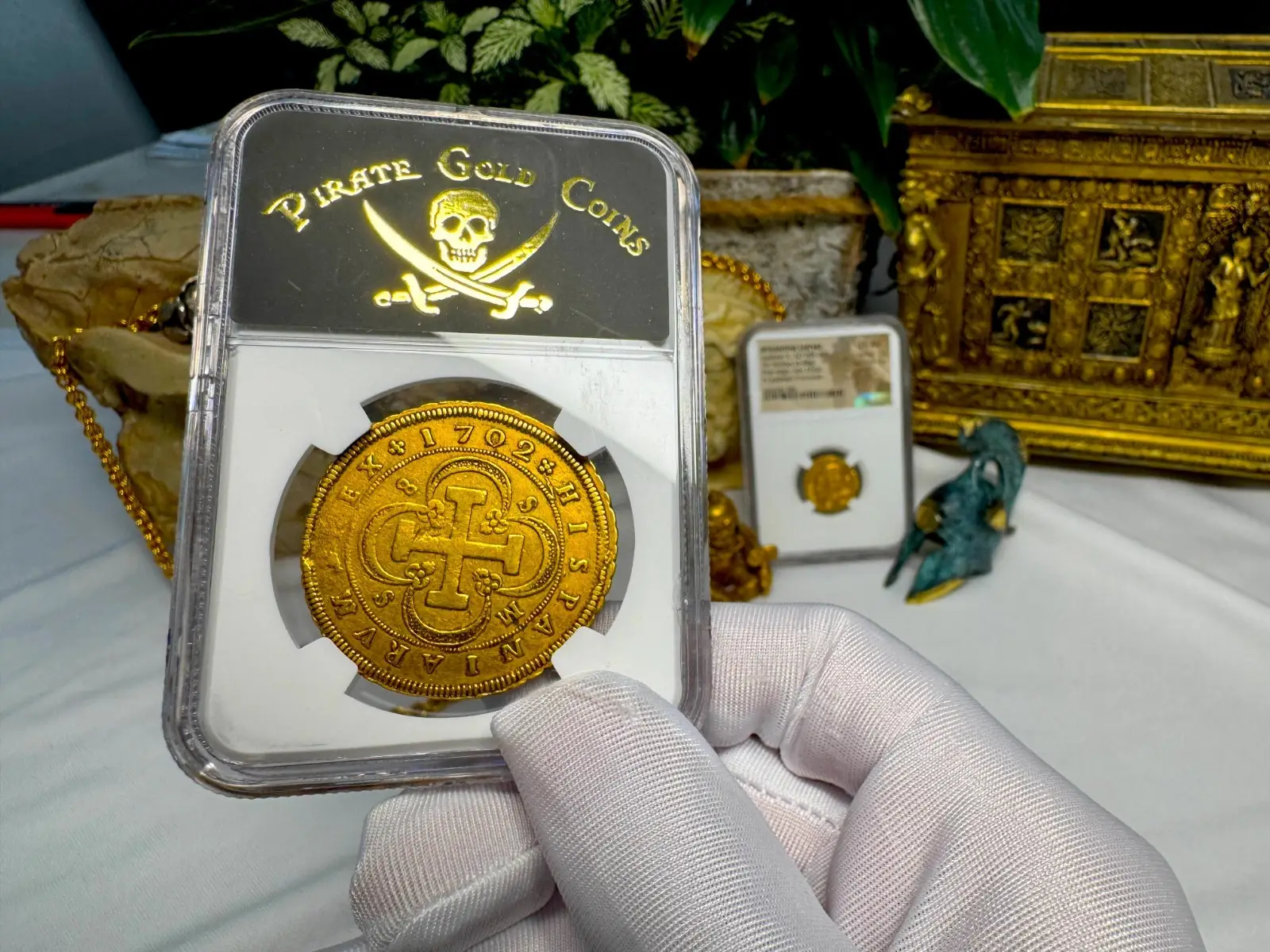 Spain 8 Escudos 1702 "6 Graded NGC- RARE" NGC VF 12