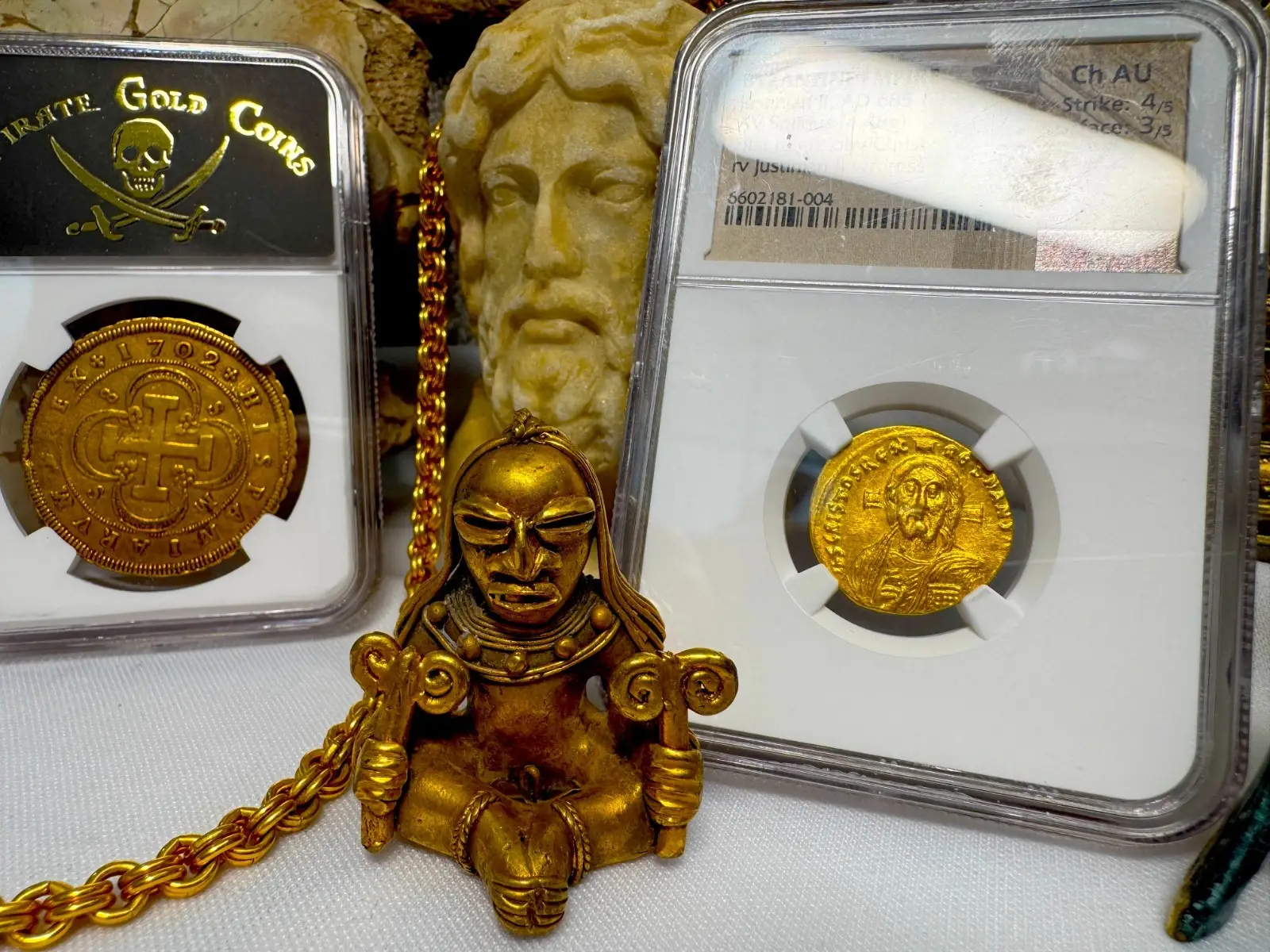 Byzantine Empire "Jesus Christ" Justinian II 1st Reign 685AD NGC Ch AU #181-004 3