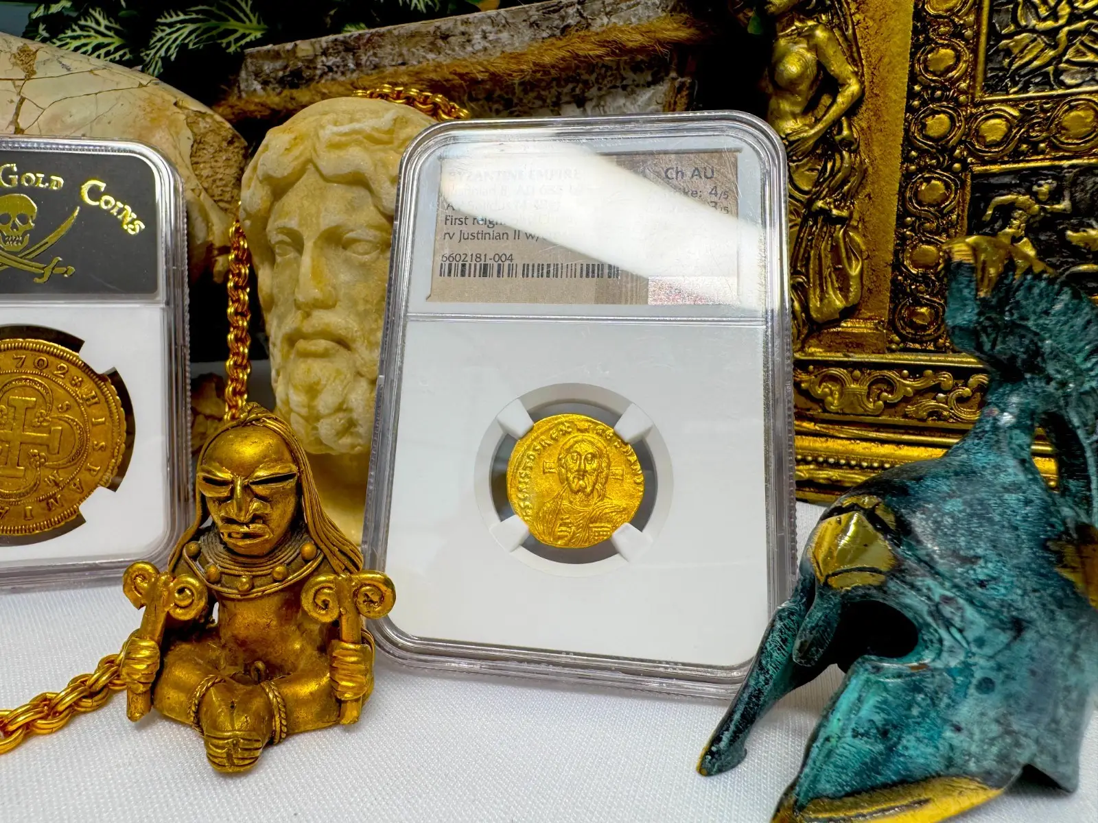 Byzantine Empire "Jesus Christ" Justinian II 1st Reign 685AD NGC Ch AU #181-004 2