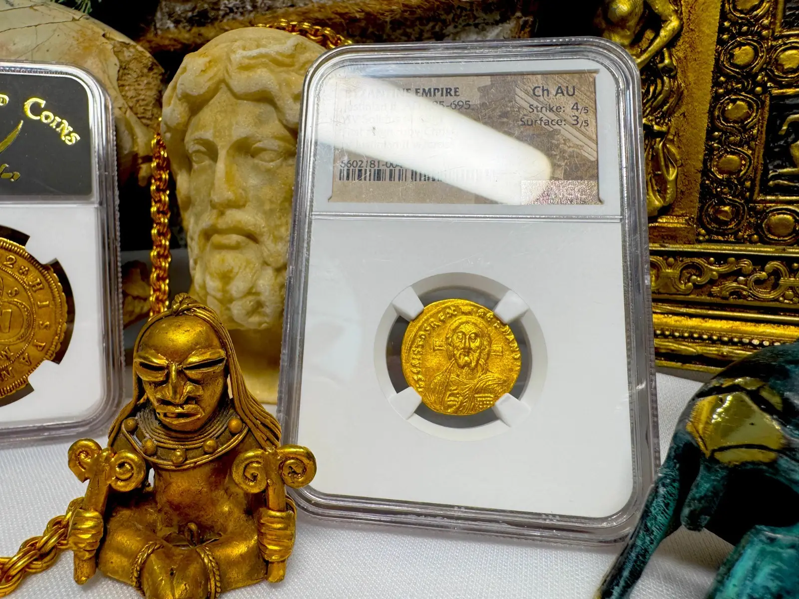 Byzantine Empire "Jesus Christ" Justinian II 1st Reign 685AD NGC Ch AU #181-004 18