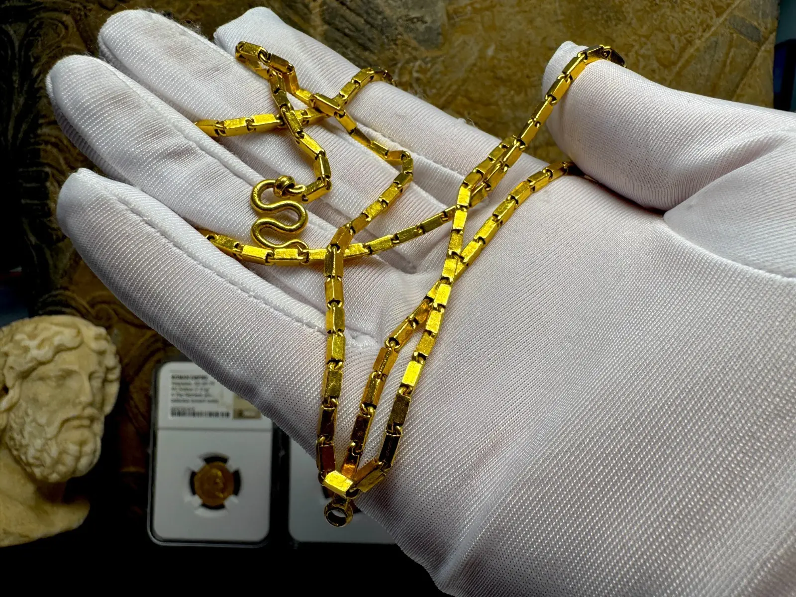 24KT GOLD NECKLACE CHAIN APPX 24" 18