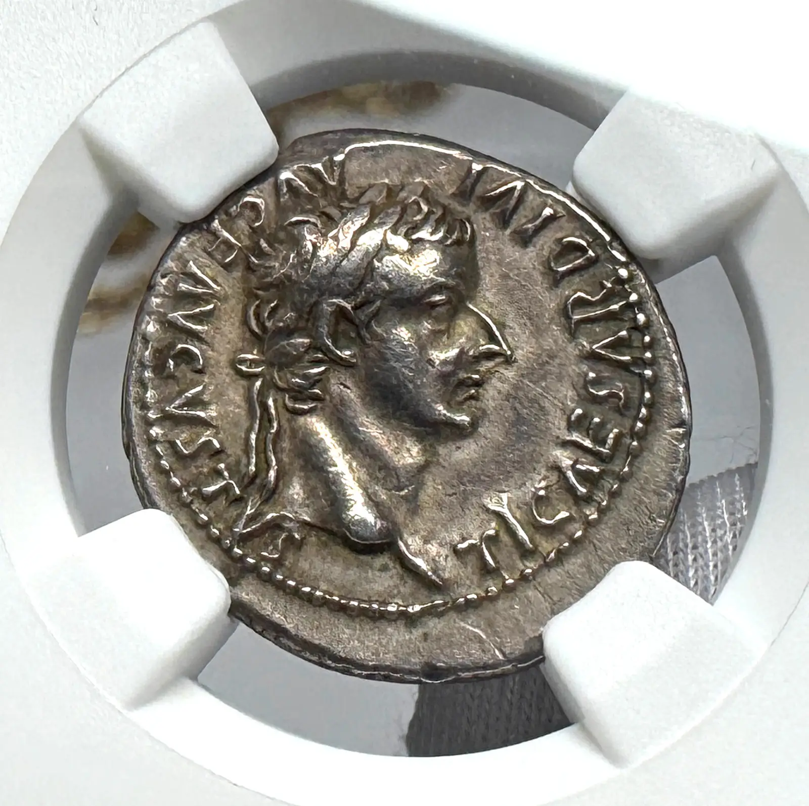 Roman Empire Tiberius "3rd of 12 Caesars" Denarius "Jesus Tribute Penny" NGC ChVF #419-001