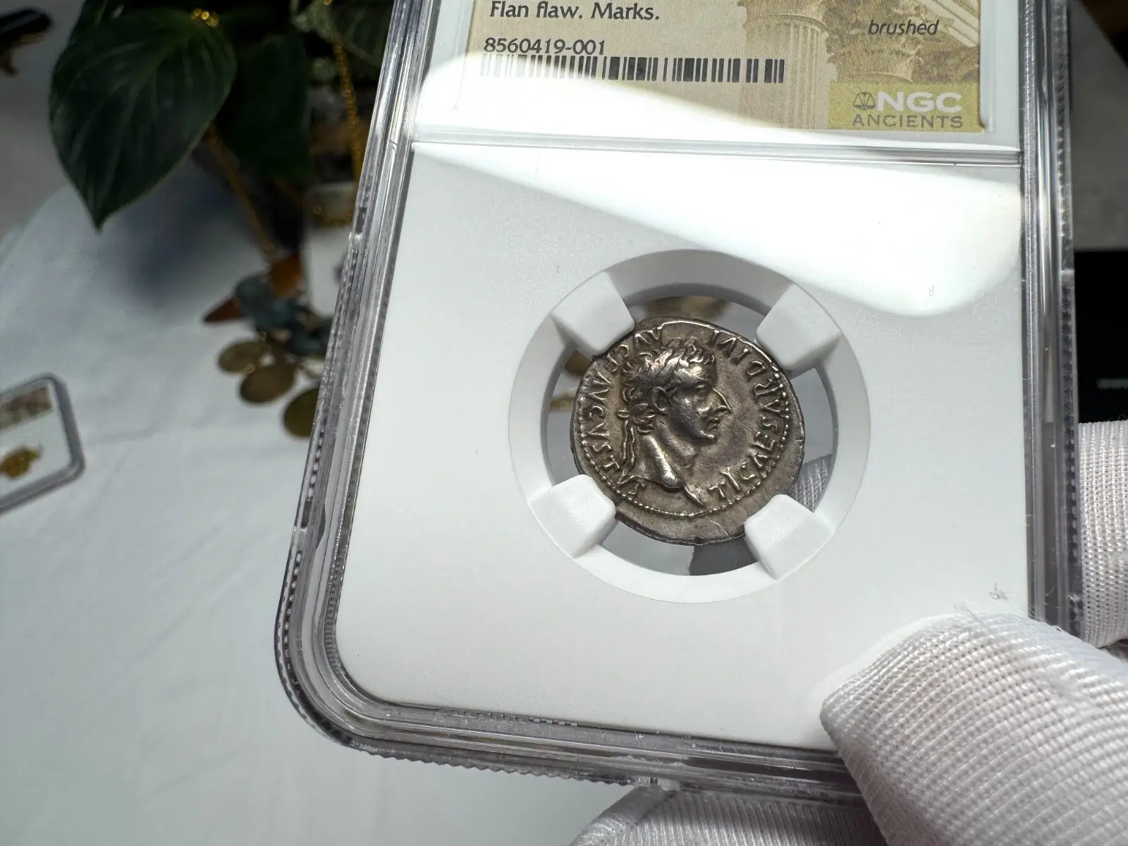 Roman Empire Tiberius "3rd of 12 Caesars" Denarius "Jesus Tribute Penny" NGC ChVF #419-001 2