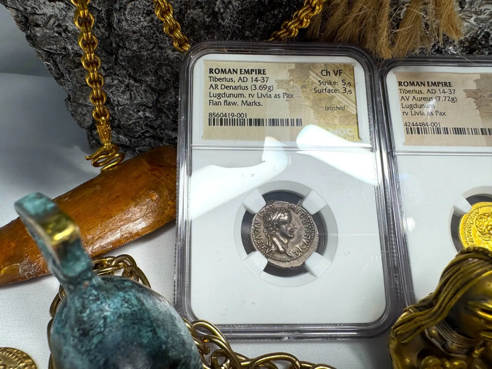 Roman Empire Tiberius "3rd of 12 Caesars" Denarius "Jesus Tribute Penny" NGC ChVF #419-001 11