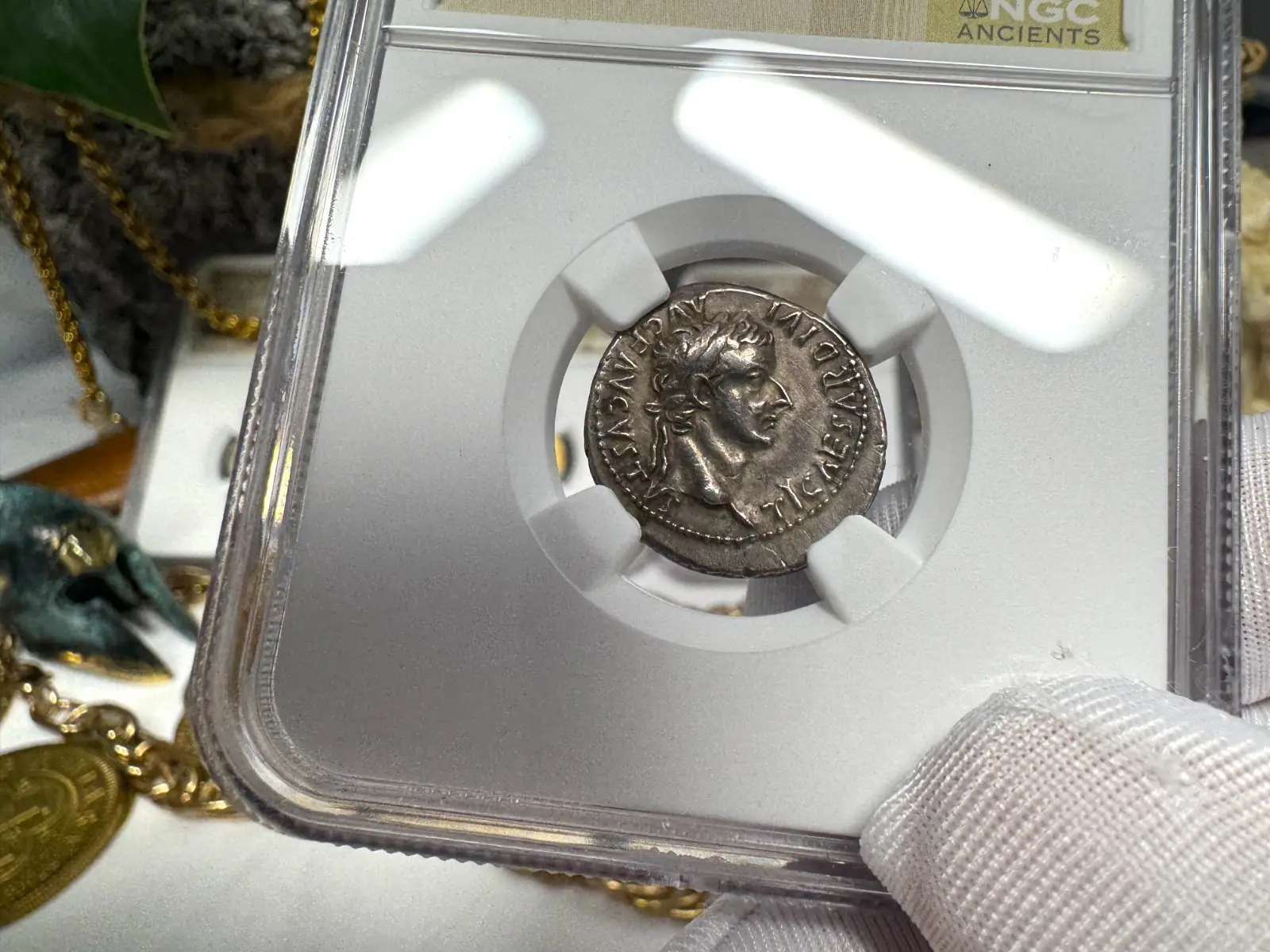 Roman Empire Tiberius "3rd of 12 Caesars" Denarius "Jesus Tribute Penny" NGC ChVF #419-001 14