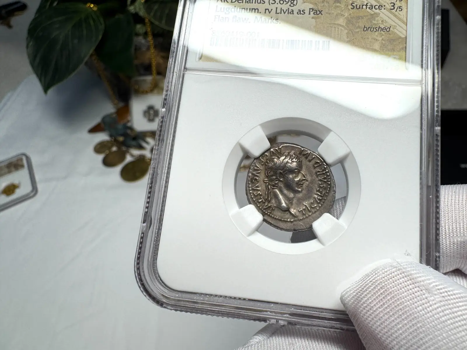 Roman Empire Tiberius "3rd of 12 Caesars" Denarius "Jesus Tribute Penny" NGC ChVF #419-001 16